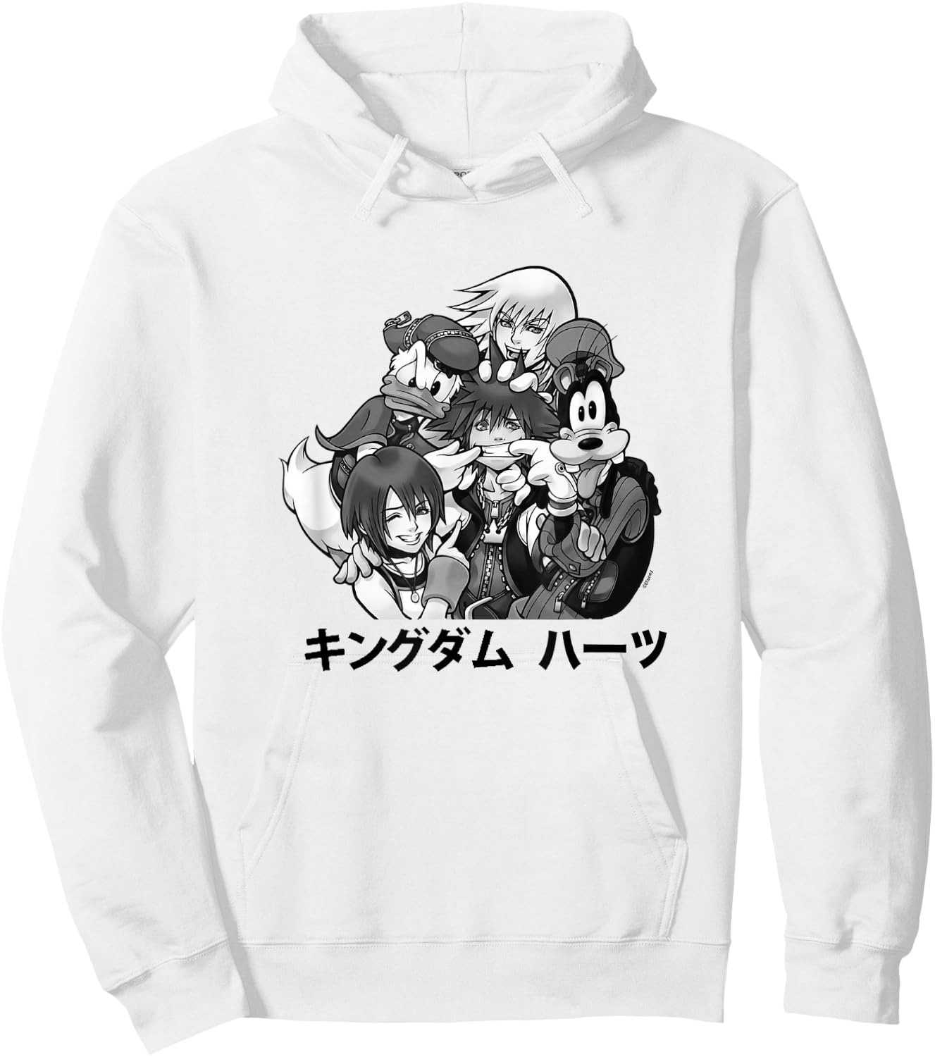 Disney Kingdom Hearts Main Characters Friendship Kanji Logo Hoodie - Hoodie | White