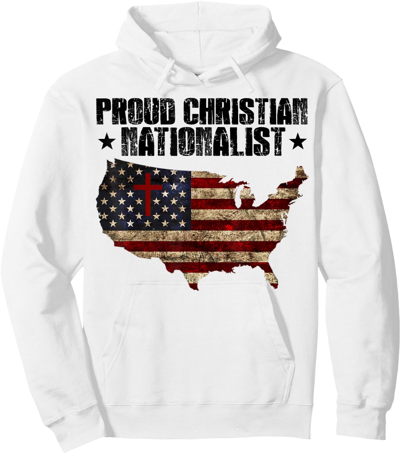 Proud Christian Nationalist American Flag Faith Cross Women Men Hoodie - Hoodie | White