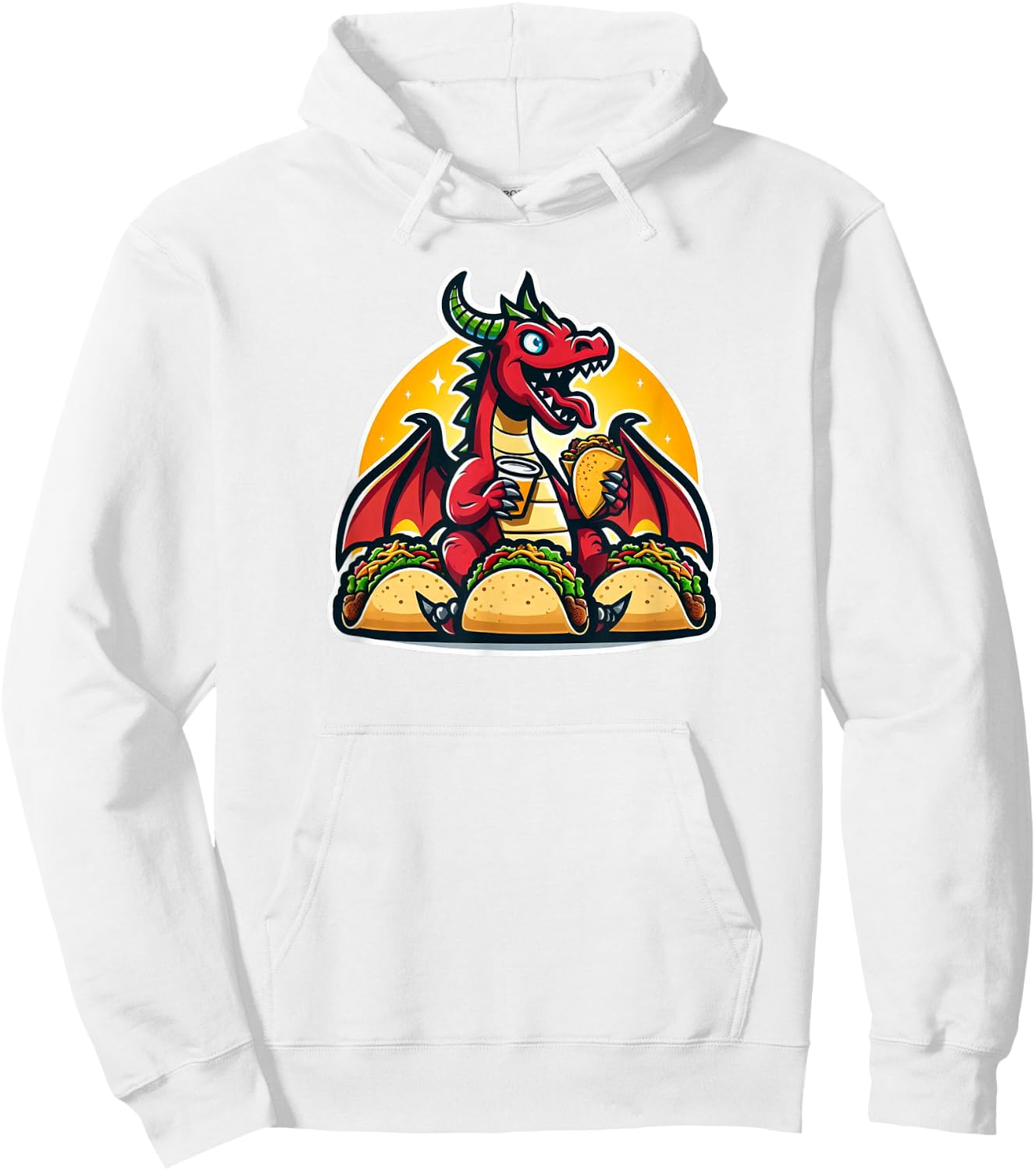 Dragon Loves Tacos Hoodie - Hoodie | White