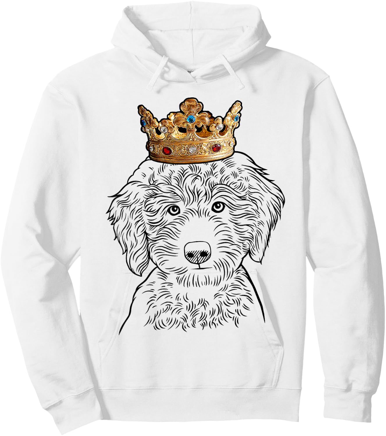 Labradoodle Dog Wearing Crown Hoodie - Hoodie | White