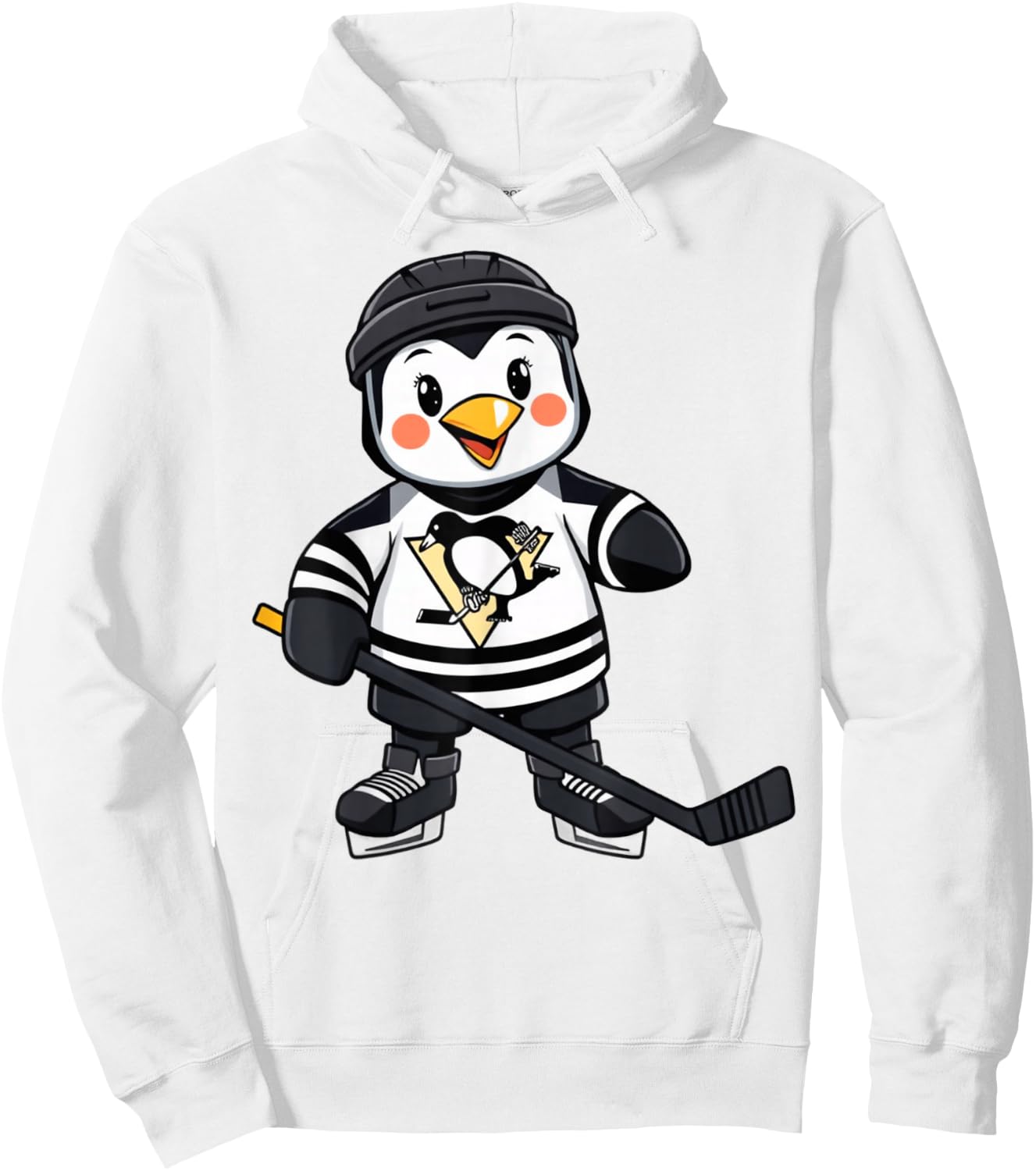 Cartoon Penguin Hockey Player Ice Hockey Hoodie - Hoodie | White