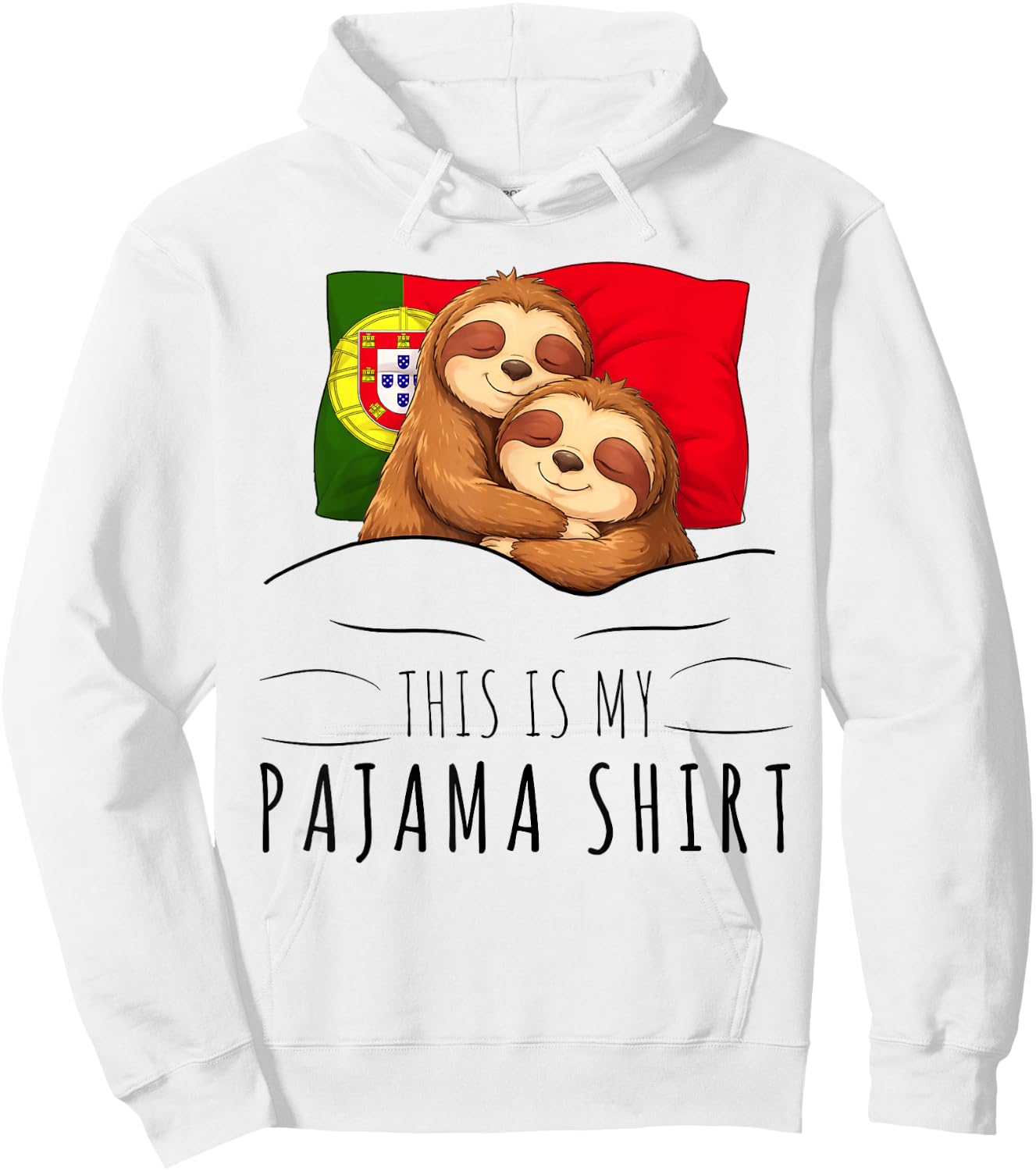 Portuguese Flag Pajama Sleeping Sloth Sleepover Portugal Hoodie - Hoodie | White