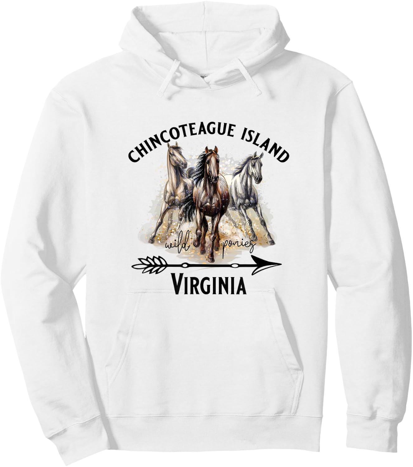 Chincoteague Island Virginia Wild Ponies Horses Souvenir Hoodie - Hoodie | White