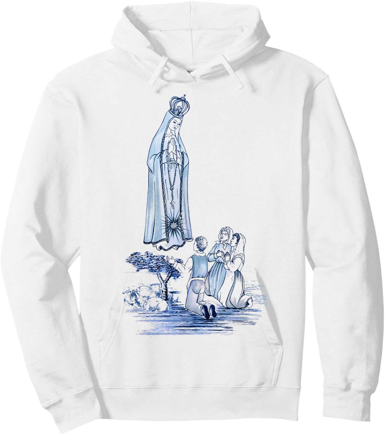 Our lady of Fatima and 3 shepherd children praying Hoodie - Hoodie | White