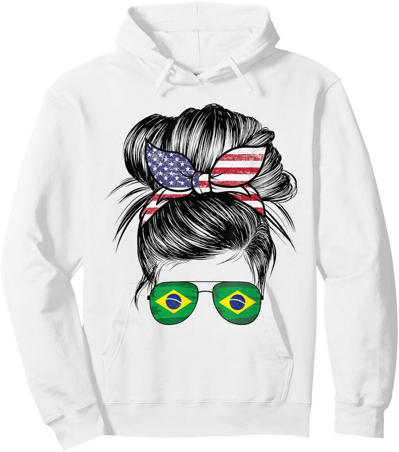 Half American Half Brazilian Girl USA Brazil Flag Patriot Hoodie - Hoodie | White