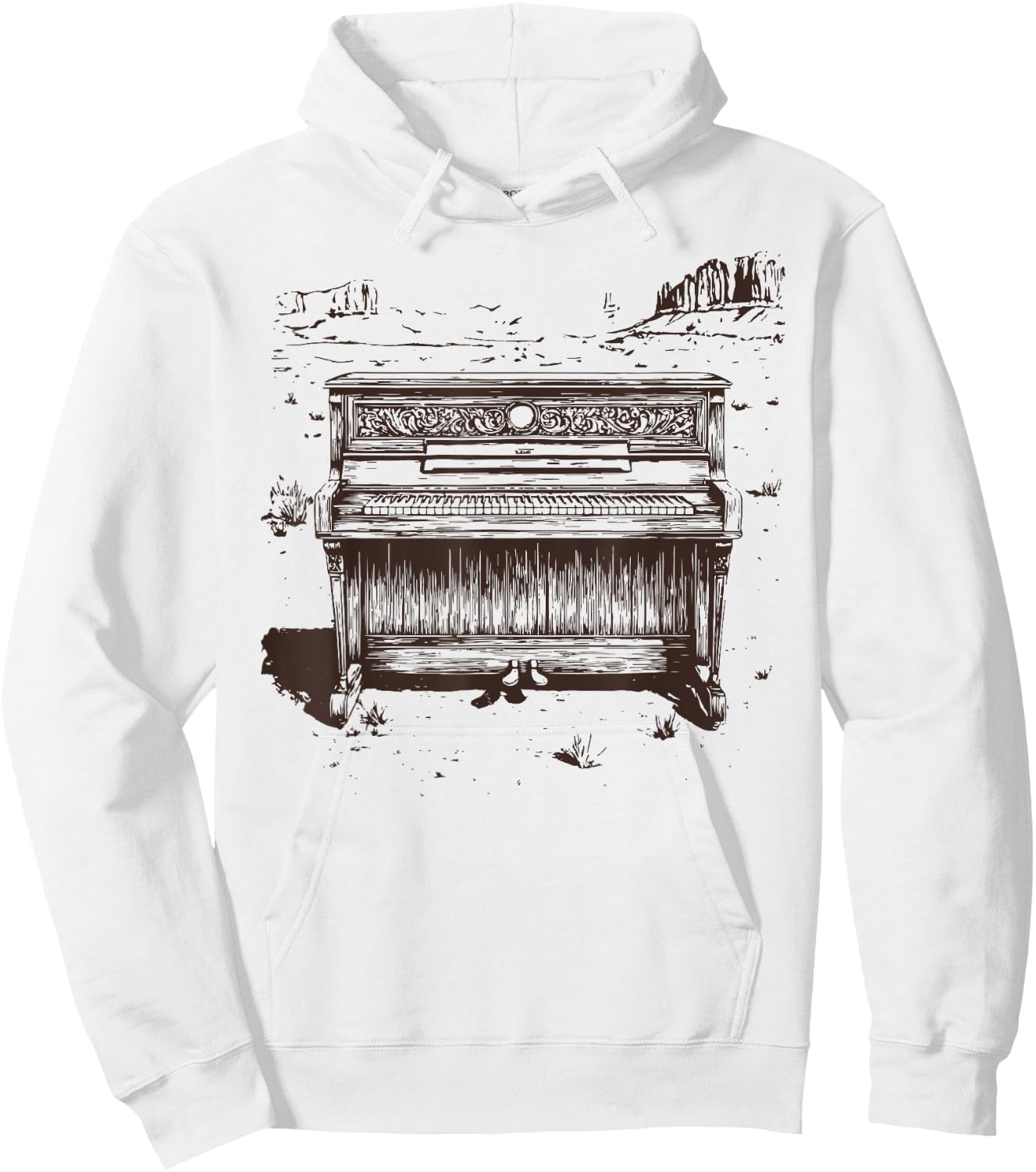 Vintage Western Piano Player - Piano Shirt - Piano Hoodie - Hoodie | White
