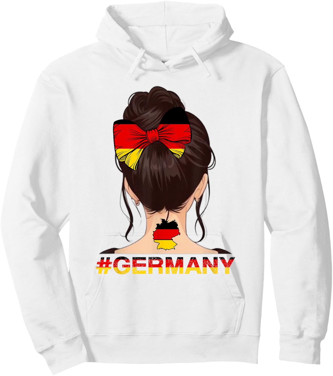 Deutsches Mädchen - Messy Bun mit Deutschland-Flagge Hoodie - Hoodie | White