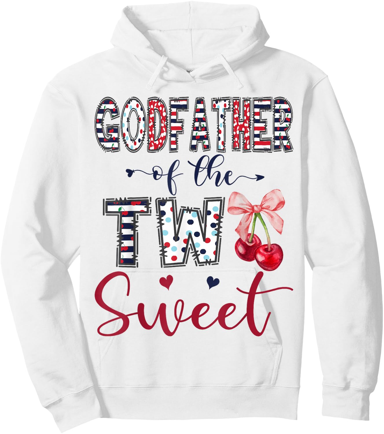 Godfather of The Two Sweet 2nd Birthday Girl Cherry Bow Hoodie - Hoodie | White