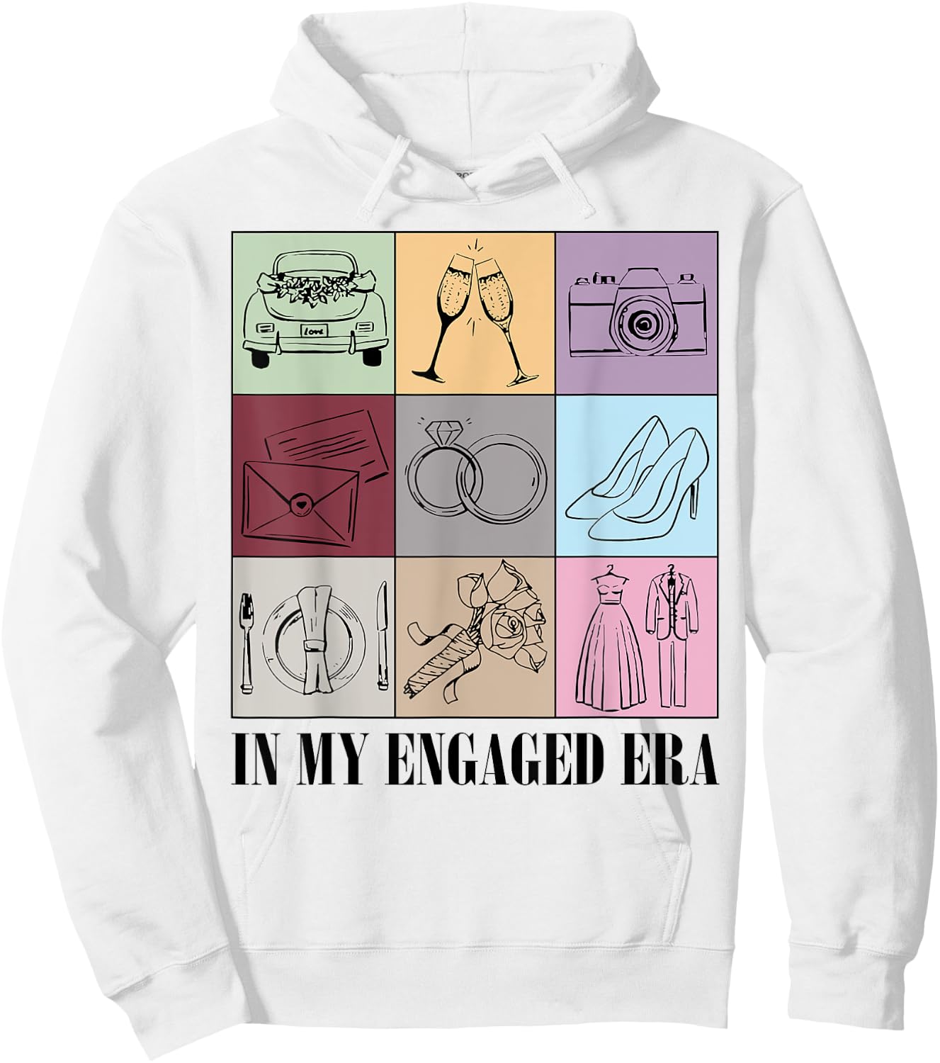 In My Engaged Era Retro Bride Wedding Engagement Party Hoodie - Hoodie | White