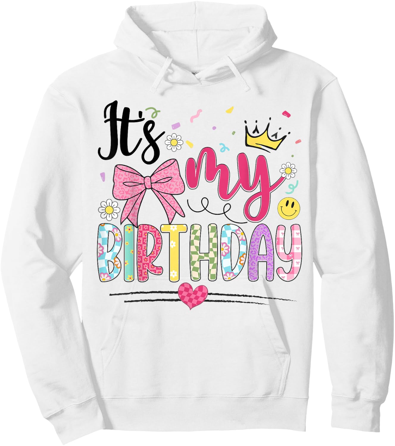 It's My Birthday Coquette Bow Flower Birthday Women Girl Kid Hoodie - Hoodie | White