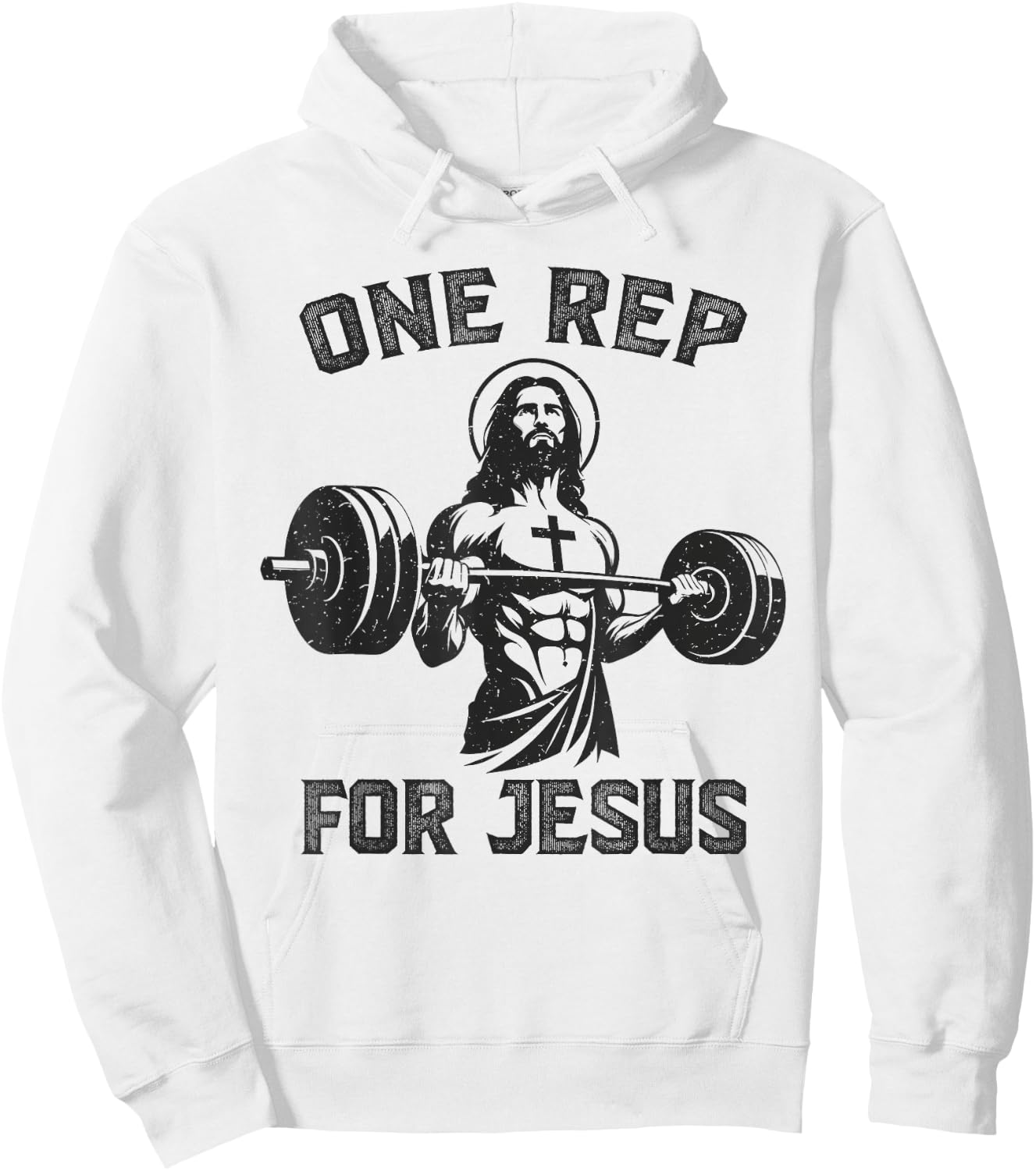 One Rep For Jesus Weightlifter Deadlifter Gym , grey, S Hoodie - Hoodie | White