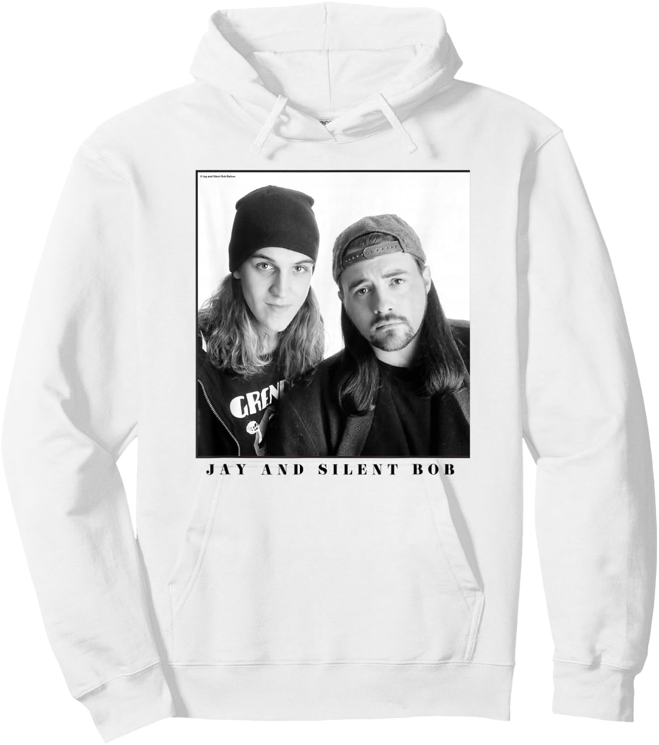 Jay & Silent Bob Boxed Up Simple Black & White Portrait Hoodie - Hoodie | White