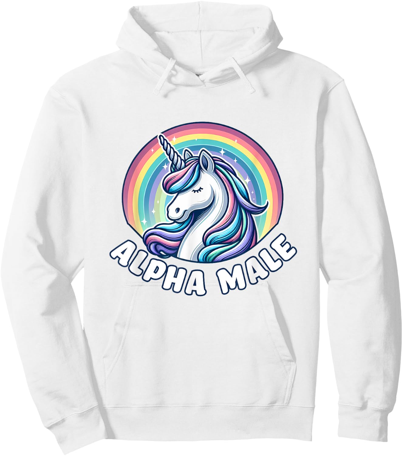 Ironic Cute Alpha Male Unicorn Funny Sarcastic Humor Men Hoodie - Hoodie | White
