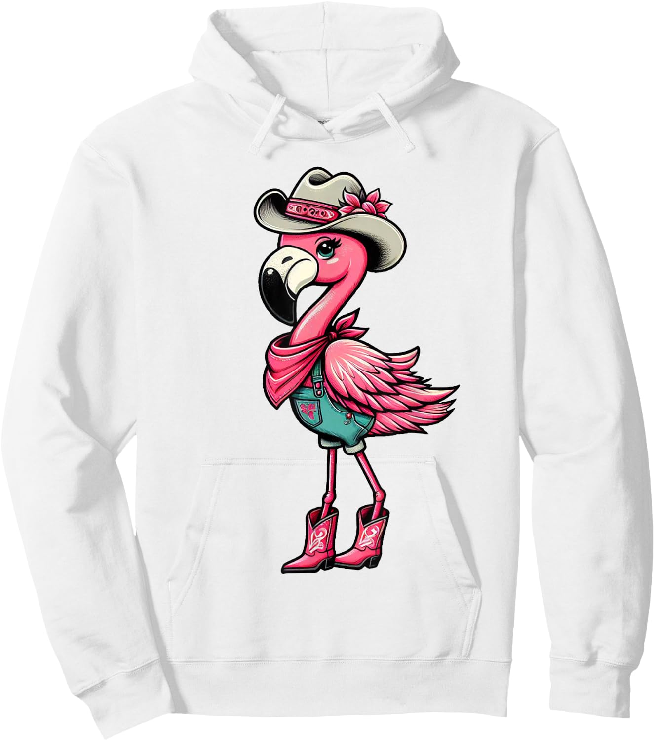 Flamingo Cowgirl Women Girl Cute Flamingo Tropical Birds Hoodie - Hoodie | White