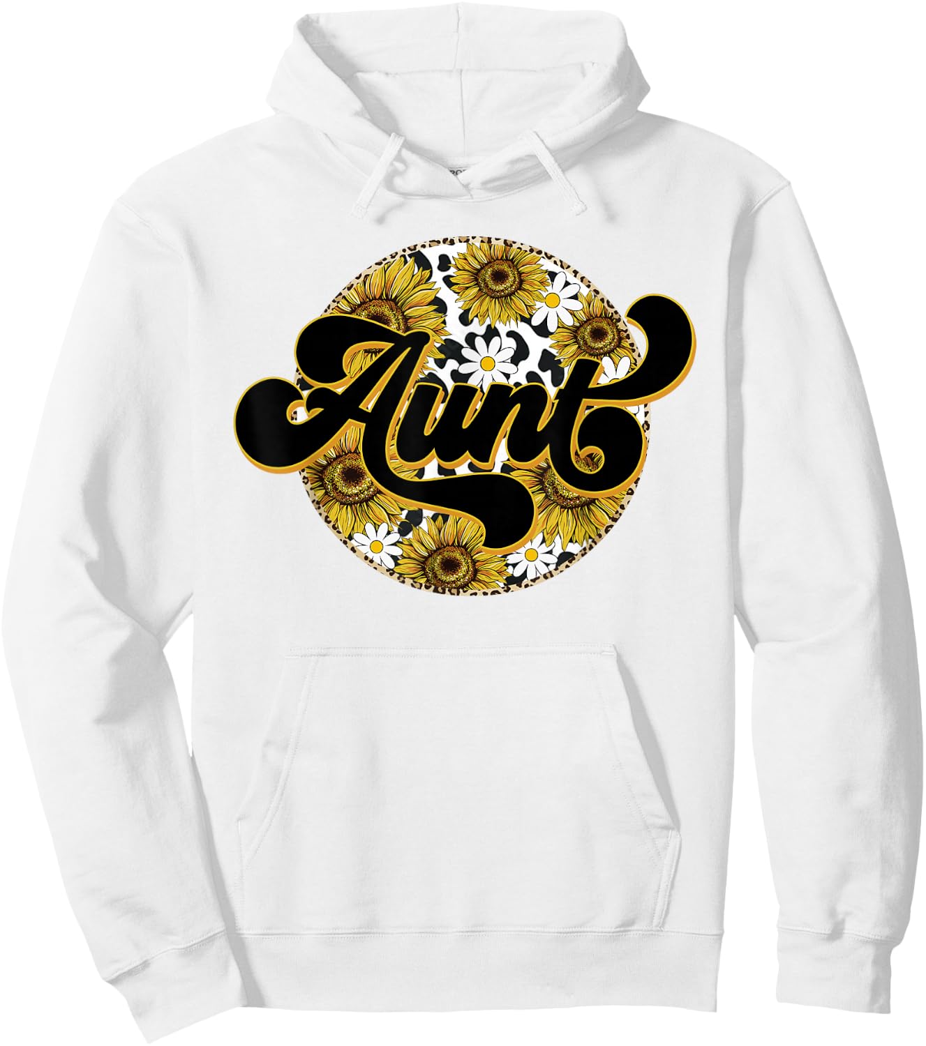 Cute Aunt Cow Print Sunflower Leapard Auntie Mother's day Hoodie - Hoodie | White