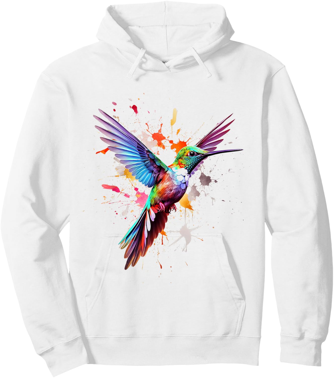 Hummingbird Animal Graphic Colorful Hummingbird , white, S Hoodie - Hoodie | White