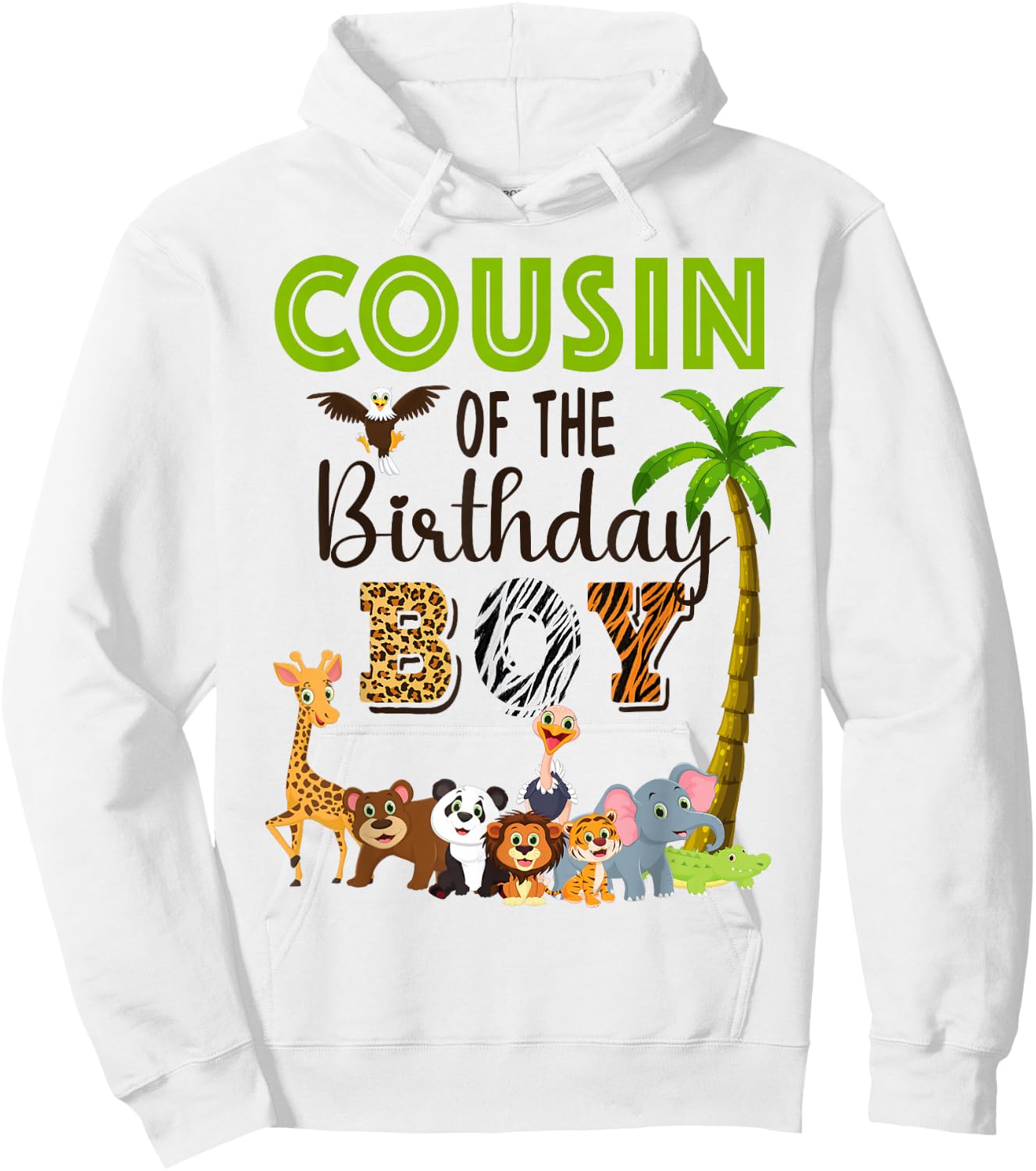 Cousin of The Birthday Boy Wild Zoo Theme Safari Party Hoodie - Hoodie | White