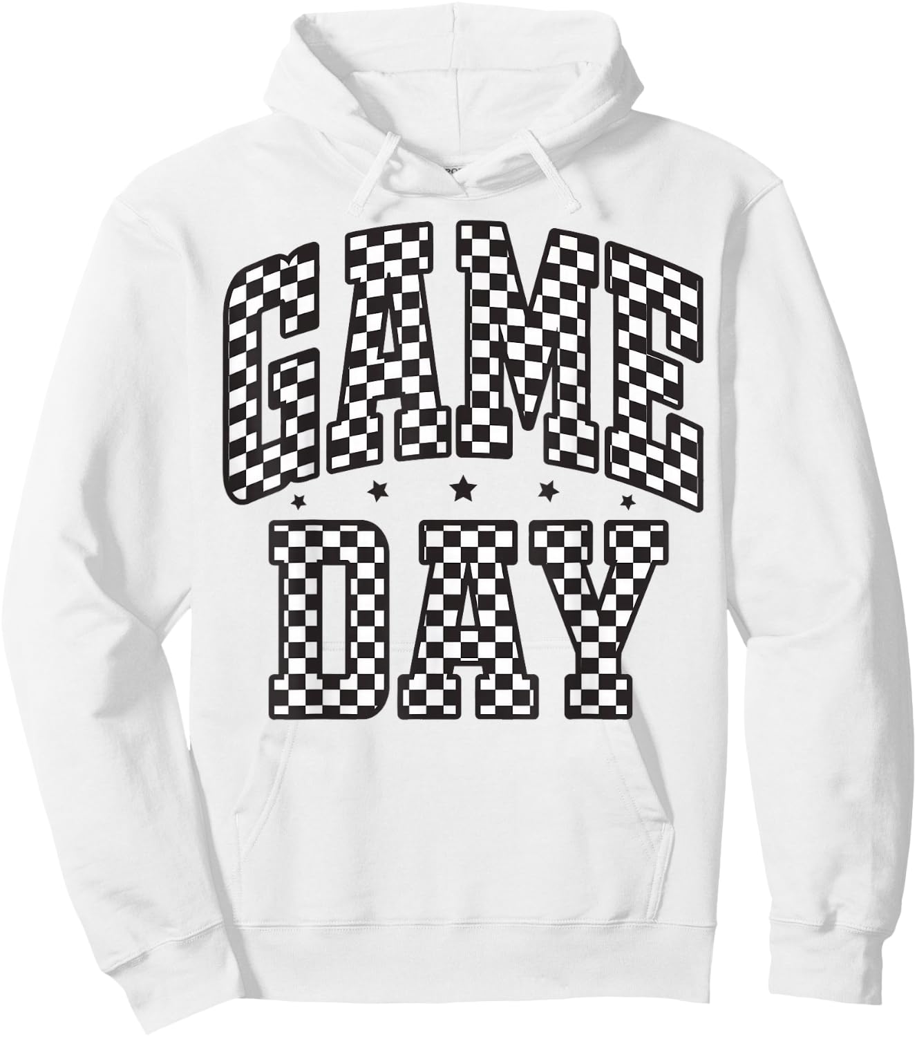 Funny Checkered Game Day Football Black White Gift Women Hoodie - Hoodie | White