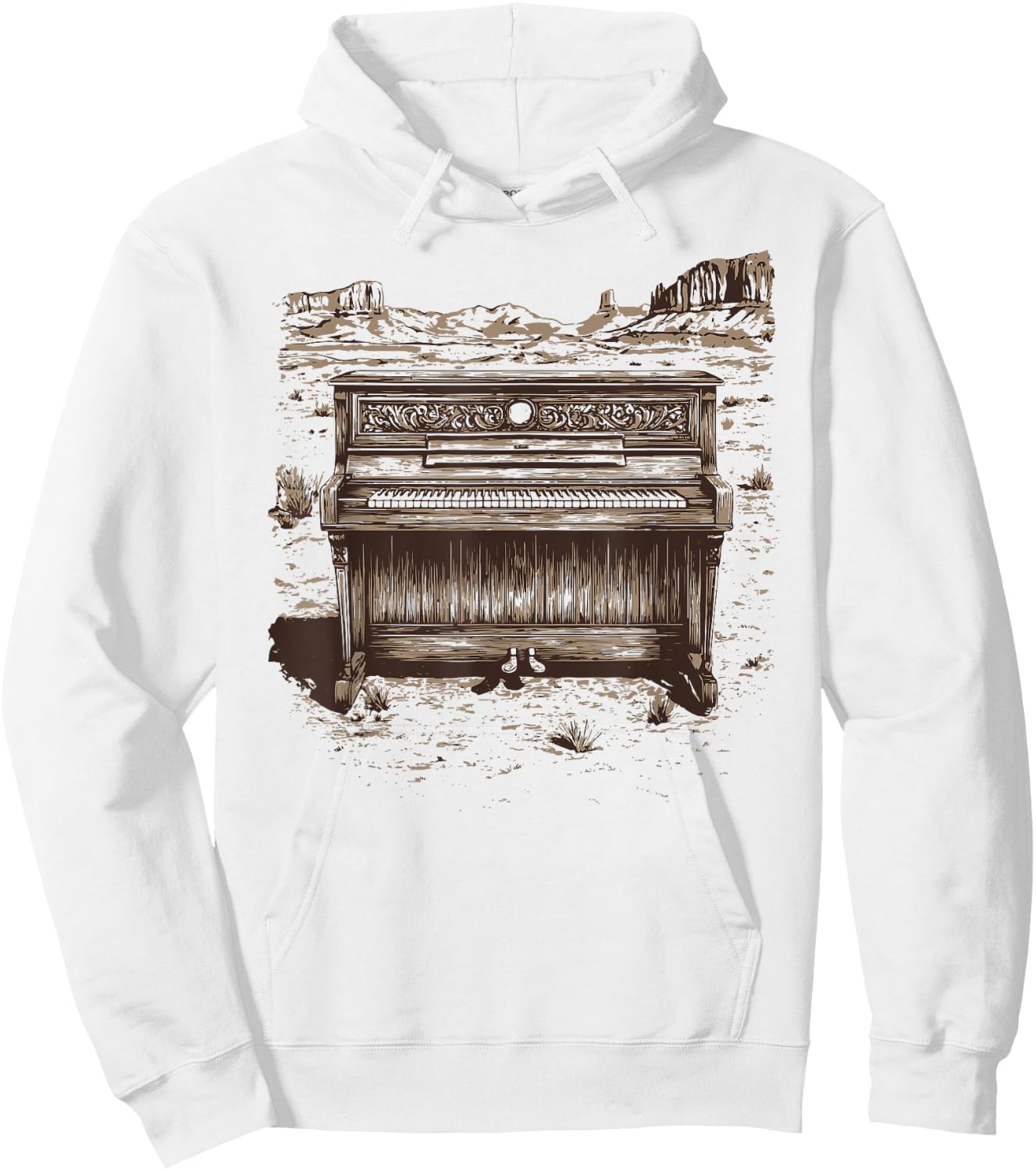 Vintage Western Piano Player - Piano Shirt - Piano Hoodie - Hoodie | White