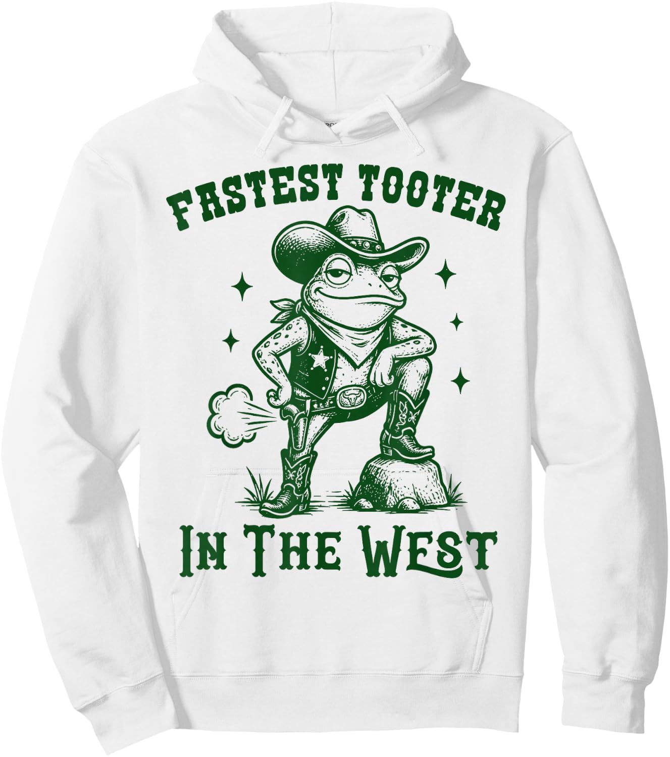Fastest Toot in West Frog Funny Cowboy Western Fart Funny Hoodie - Hoodie | White