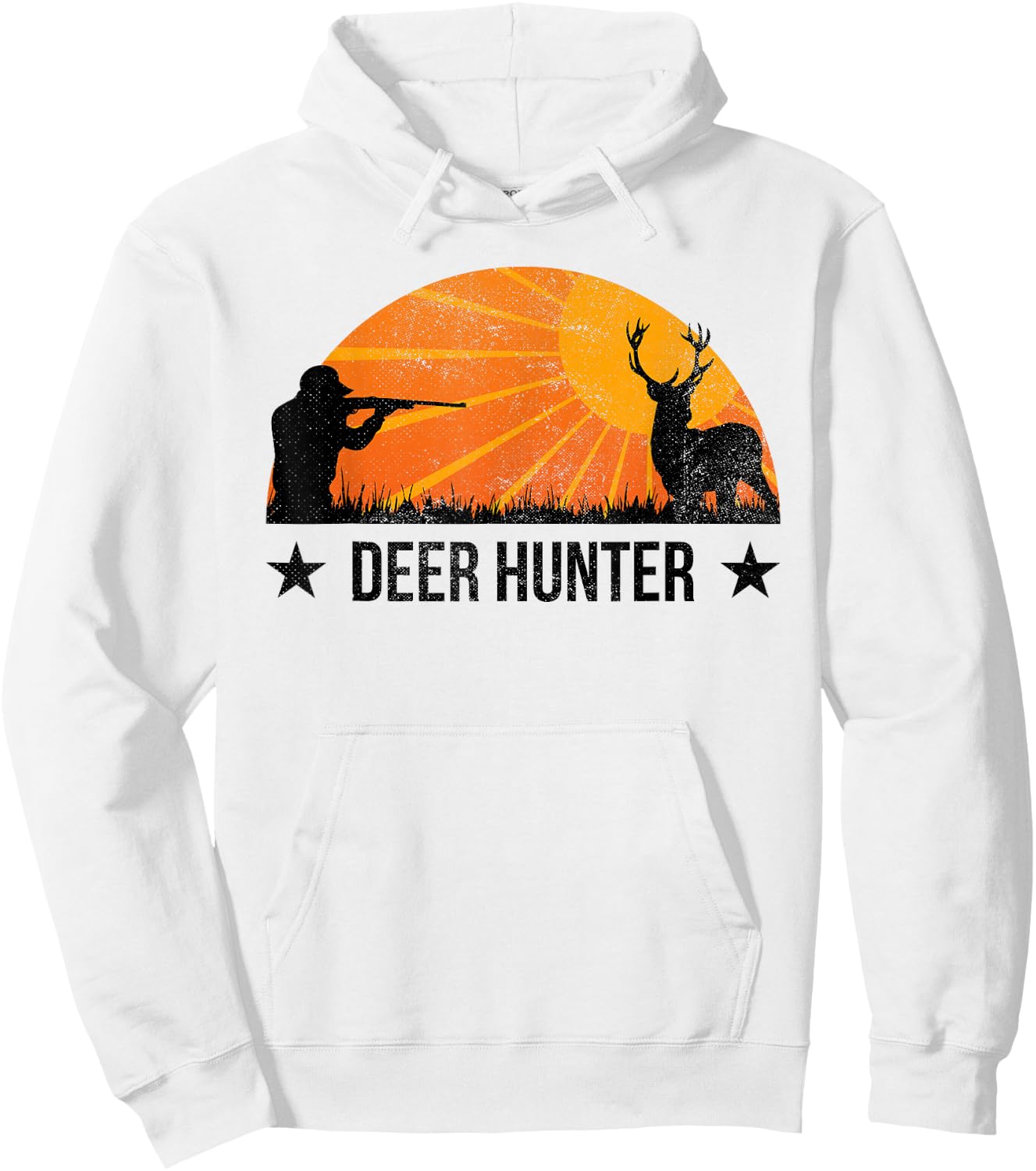 Deer Hunter Deer Hunting Retro Sunset Hoodie - Hoodie | White