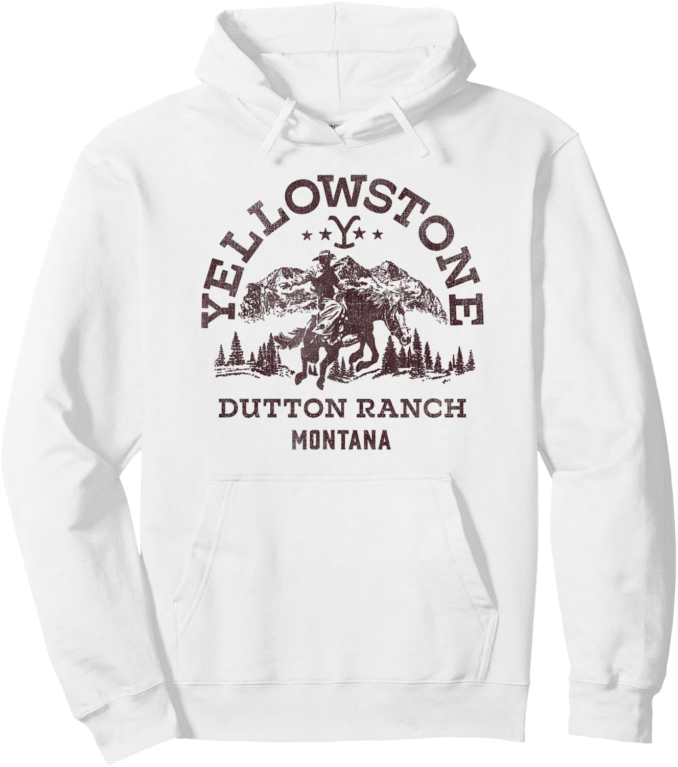 Yellowstone Dutton Ranch Montana Western Cowboy Logo , White Hoodie - Hoodie | White