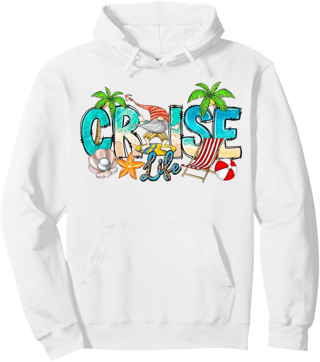 Cute Gnome Cruise Life Family Vacation Beach Funny Cruise Hoodie - Hoodie | White
