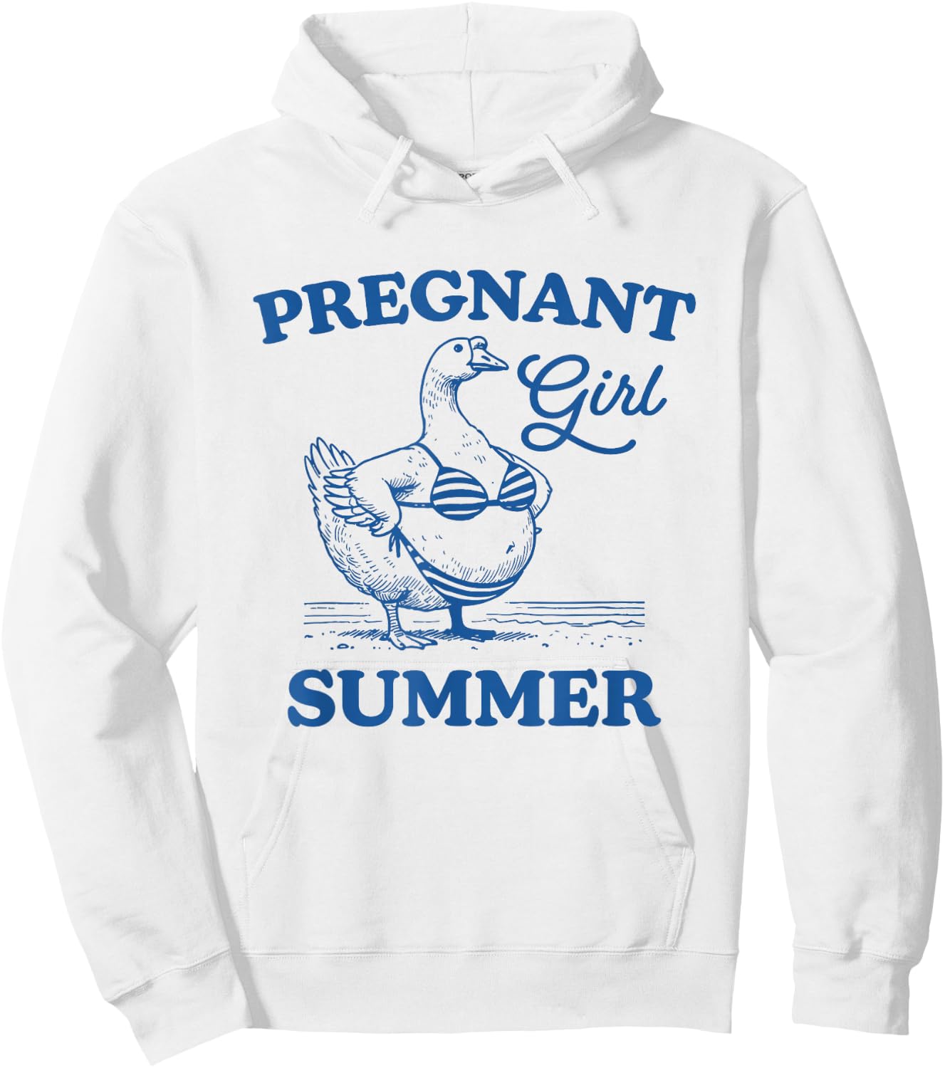 Retro Pregnant Girl Summer Goose Funny Announcement Hoodie - Hoodie | White