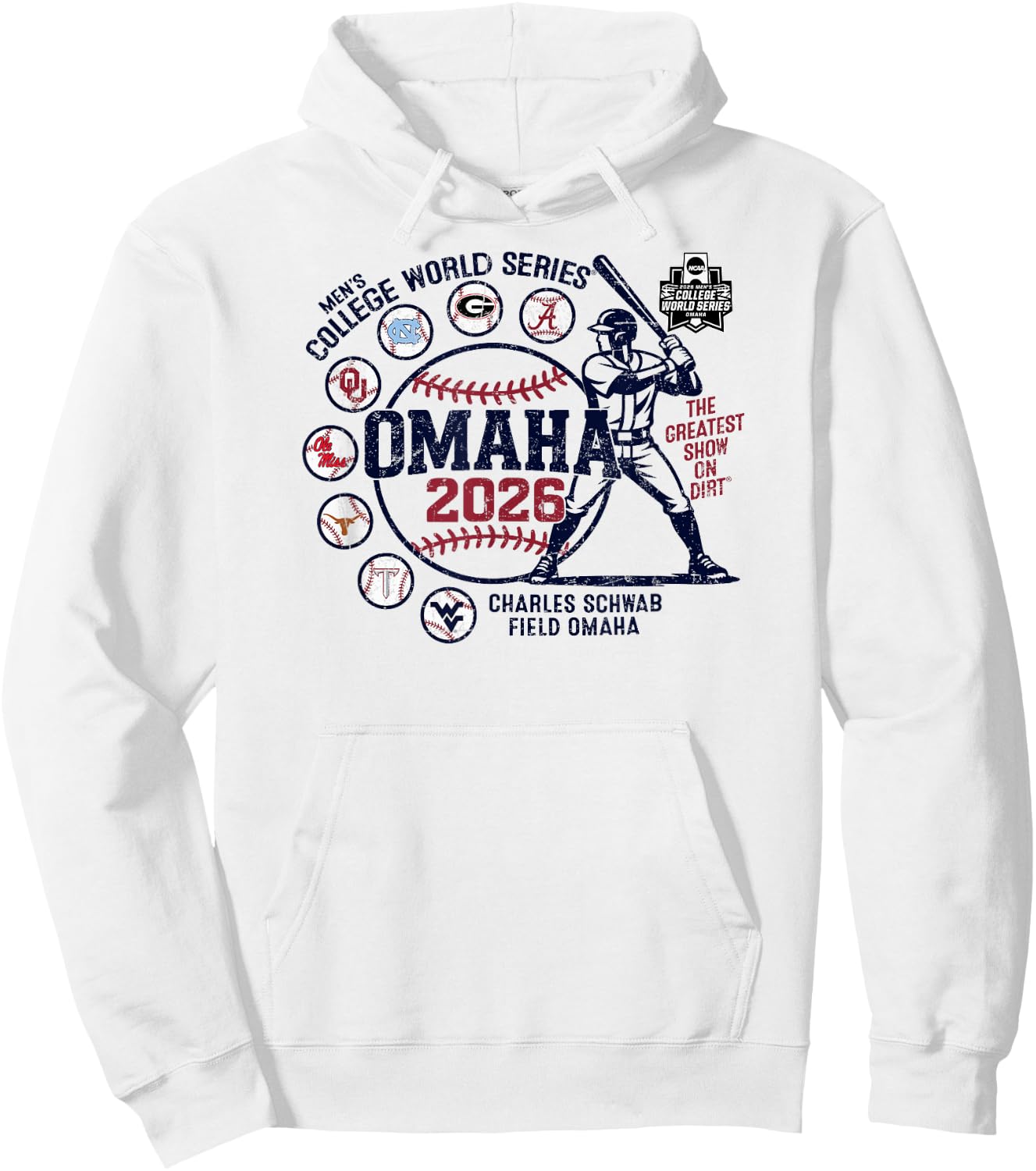 Men's College World Series 2026 NCAA Baseball 8-Team Gray Hoodie - Hoodie | White