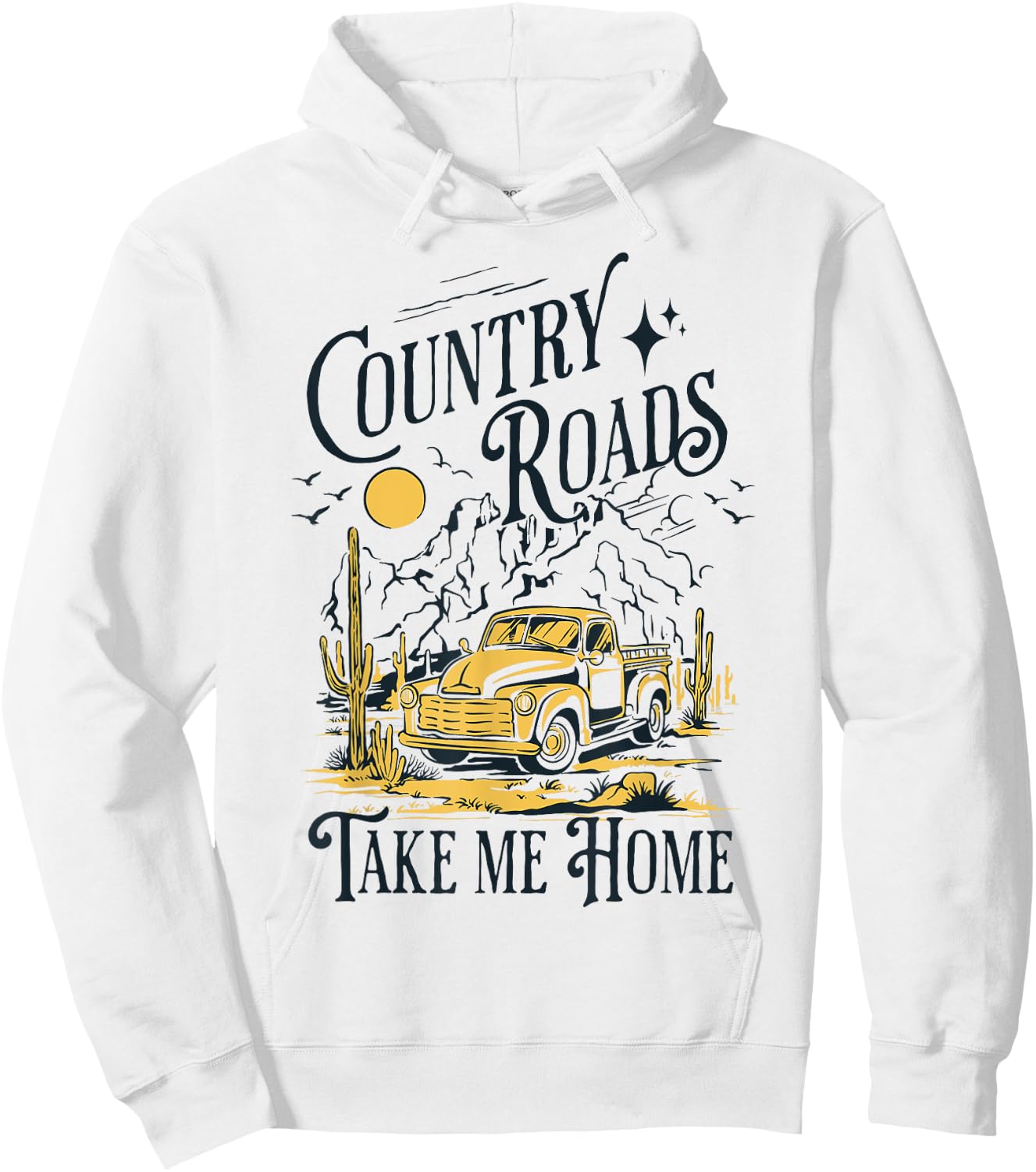 Country Roads Take Me Home Cowboy Western Virginia Retro Hoodie - Hoodie | White
