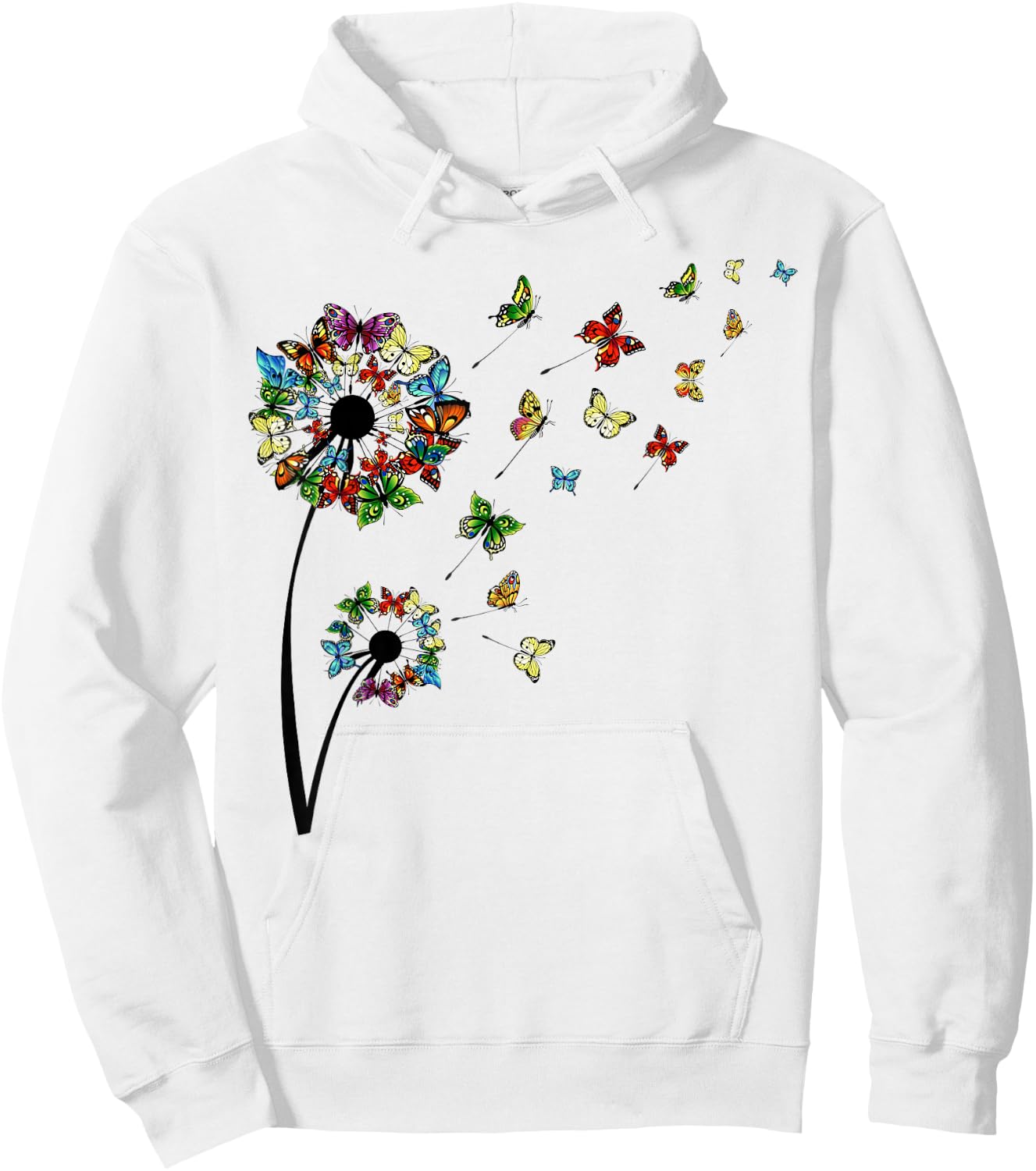 Dandelion Butterflies Shirt Cute Girls Butterfly Hoodie - Hoodie | White