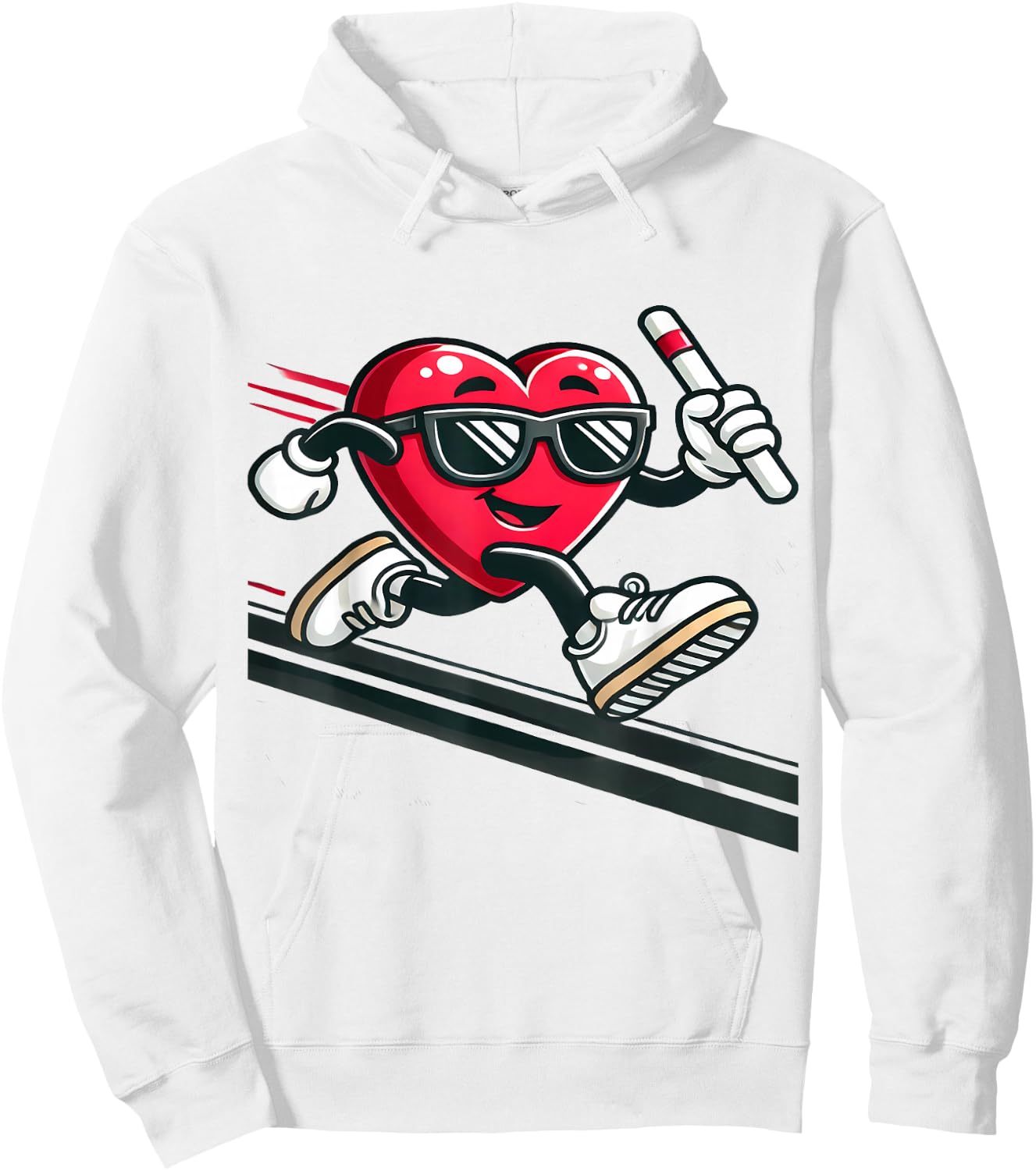 Valentine’s Day Love Heart Running Relay Track Runner Hoodie - Hoodie | White