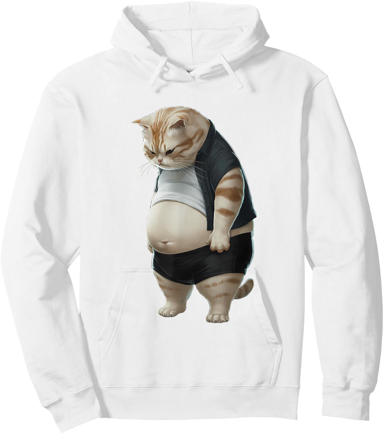 Chubby Cat Big Belly Cats Humor Fat Cat , white, S Hoodie - Hoodie | White