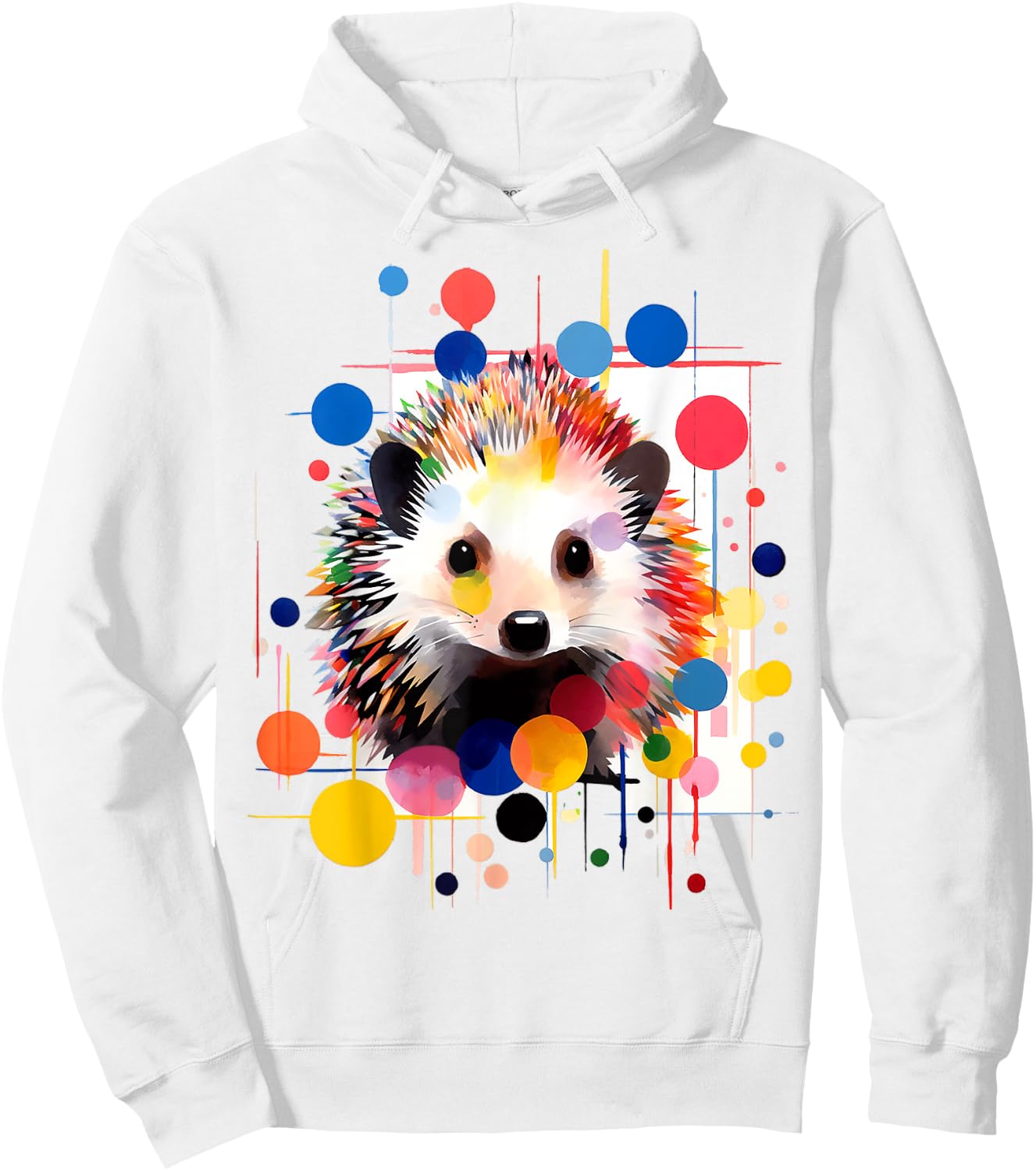 Hedgehog Colorful Art Abstract Animal Graphic Hedgehog Hoodie - Hoodie | White