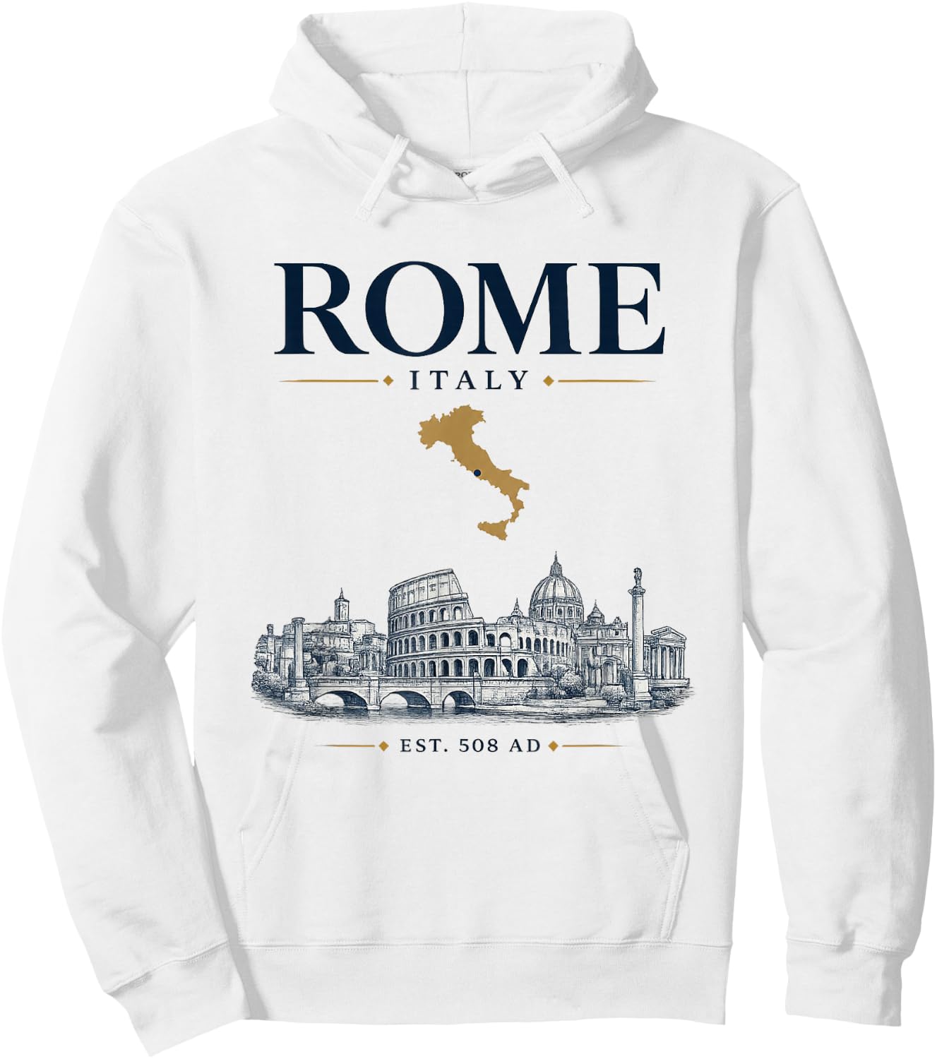 Rome Italy Vintage Skyline Retro Graphic Hoodie - Hoodie | White