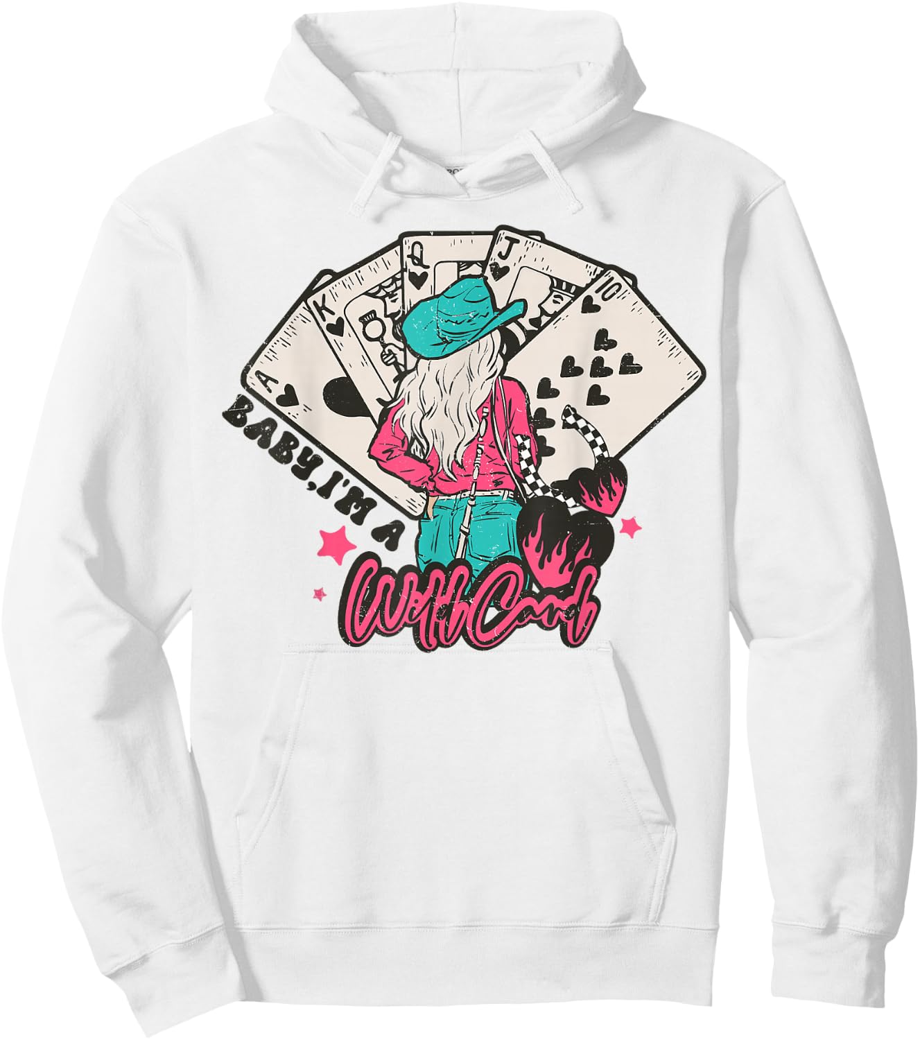 Baby I'm a WildCard Western Cowgirl Vintage Country Hoodie - Hoodie | White