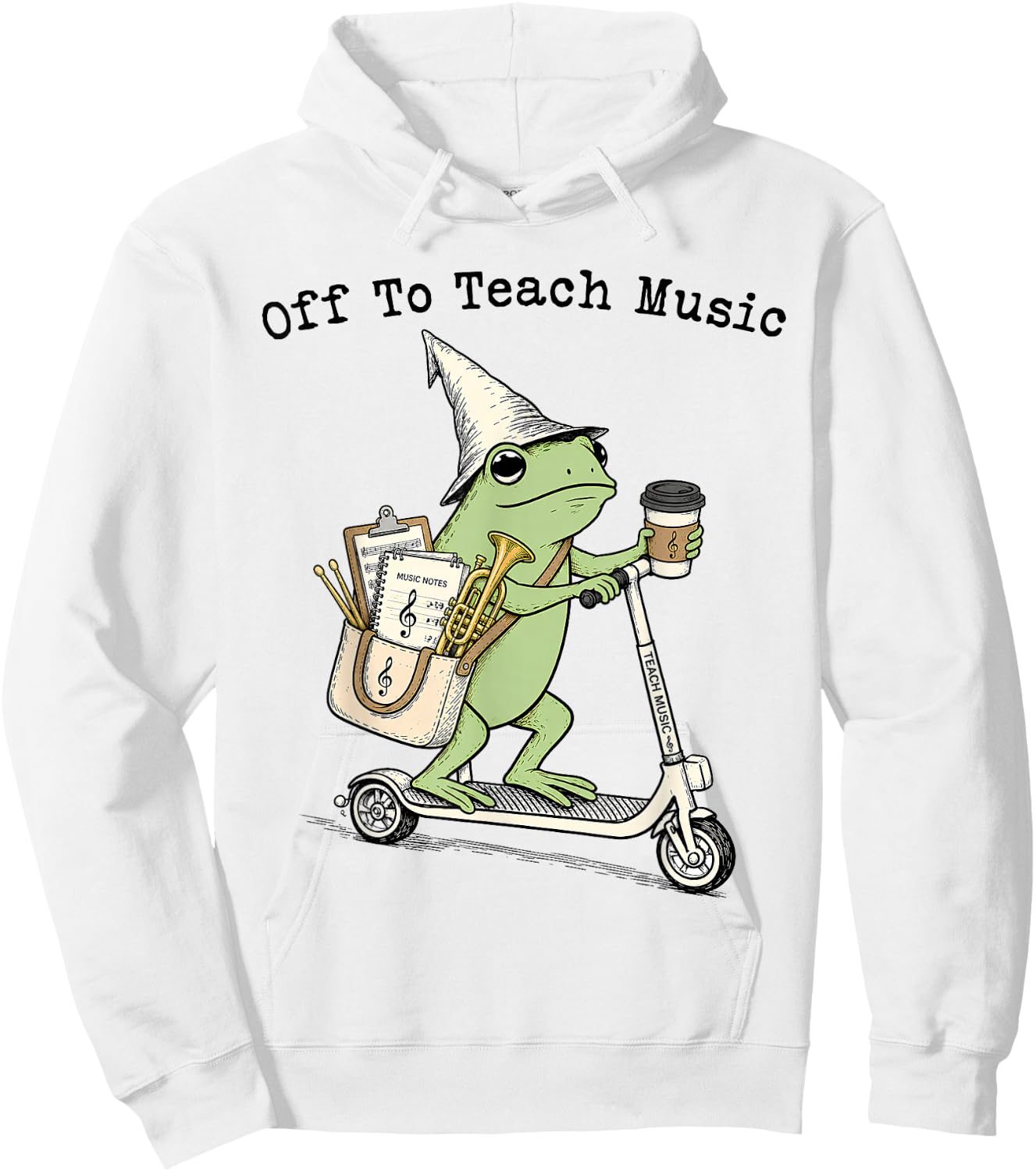 Off to Teach Music Funny Frog Music Teacher Back to School Hoodie - Hoodie | White