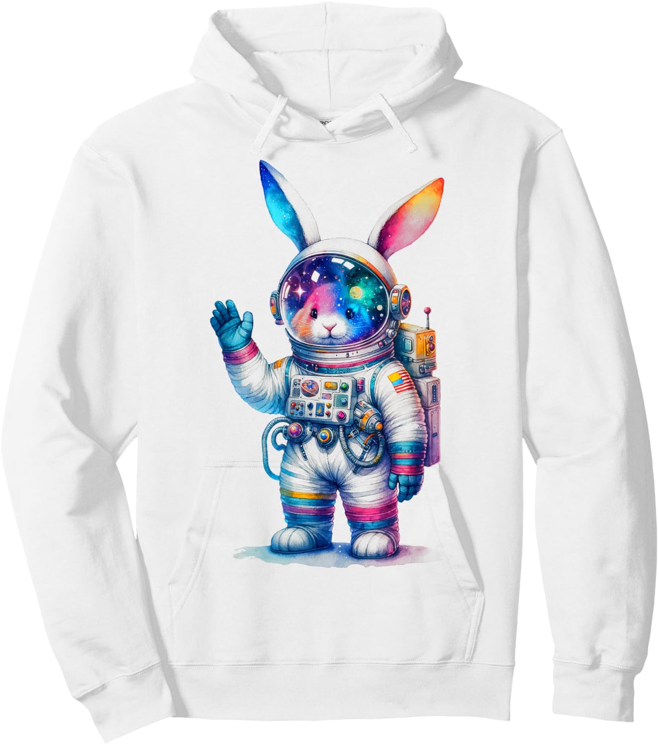 Astronaut Bunny Easter Day Rabbit USA Funny Outer Space Hoodie - Hoodie | White
