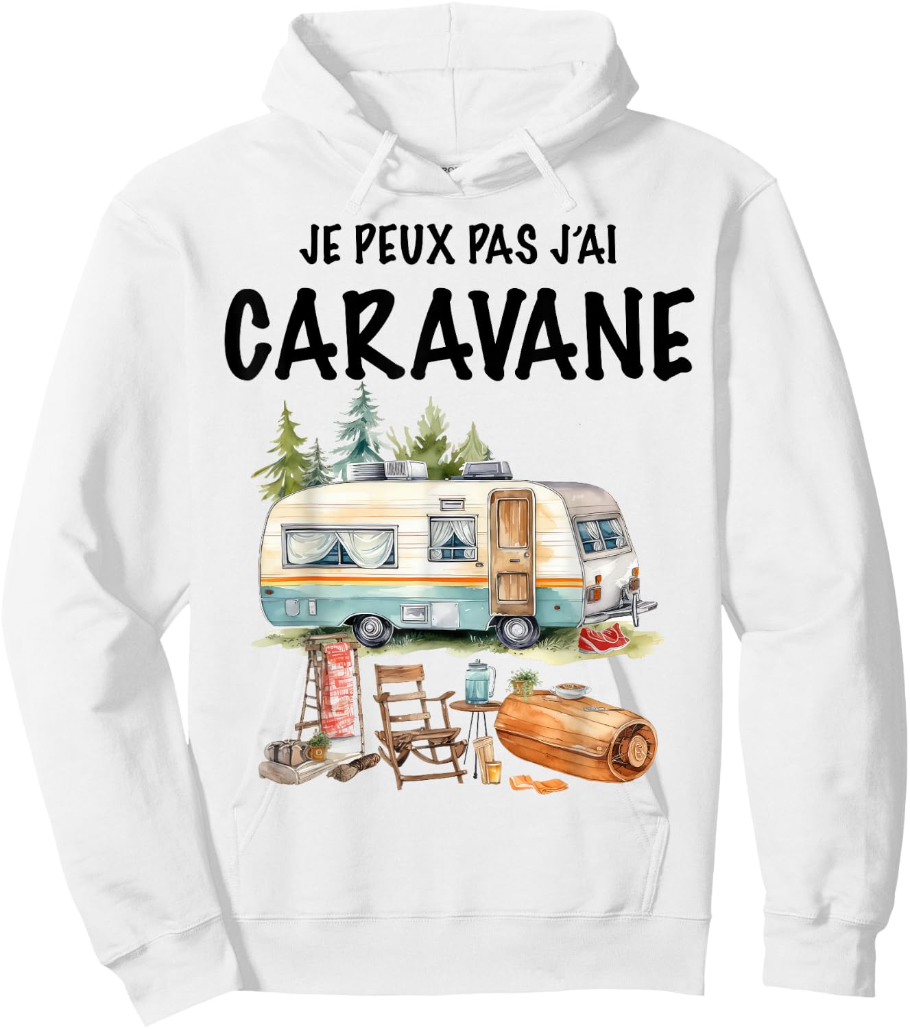 Homme Camping Caravane Rando Beau Dessin Papa Papy Tonton Hoodie - Hoodie | White