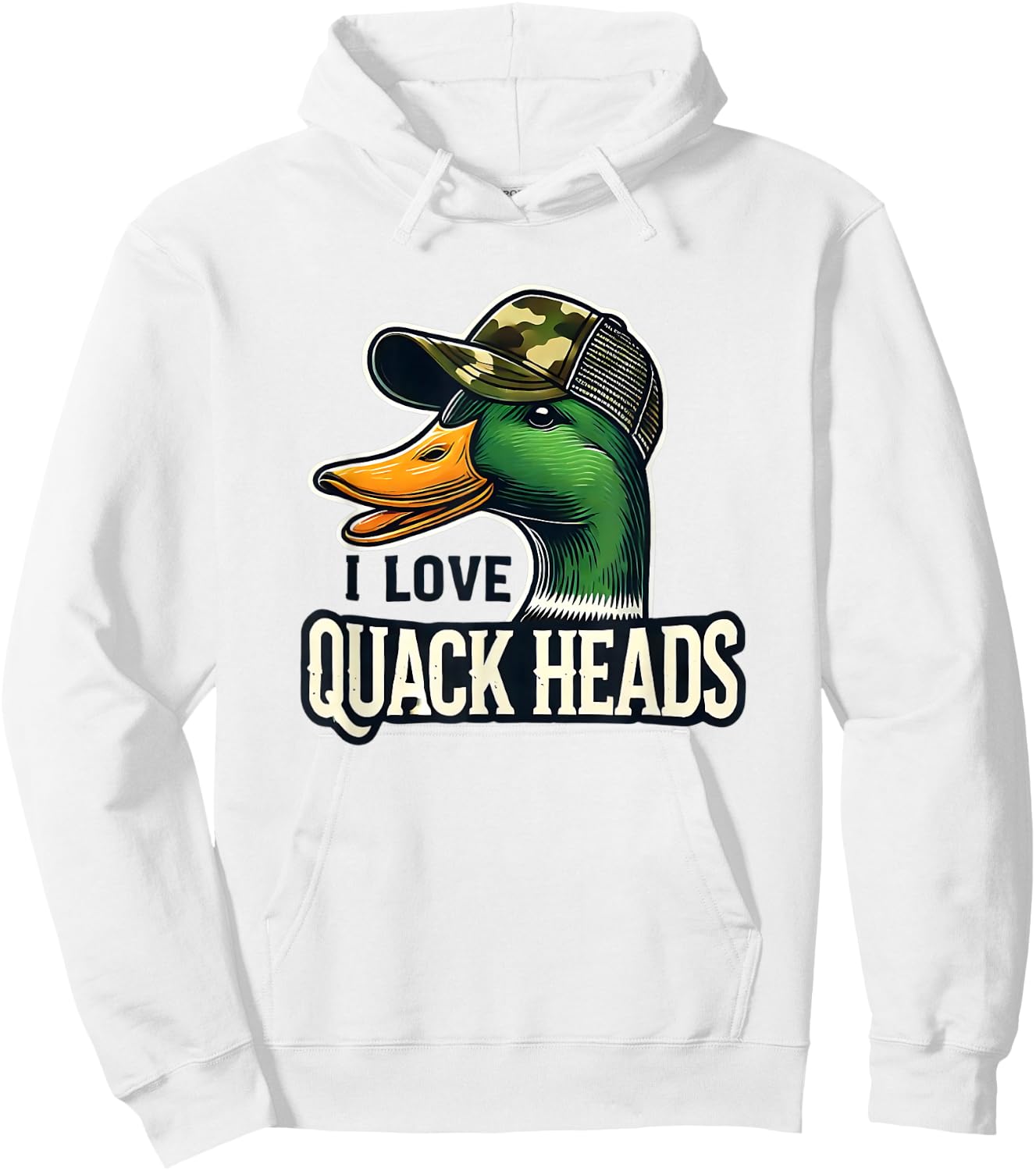 I Love Quack Heads Funny Duck Hunting Nature Design Hoodie - Hoodie | White