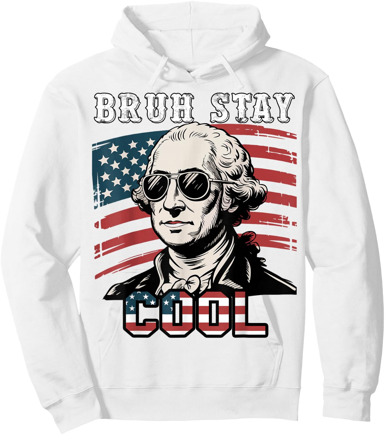 Youth Bruh Stay Cool 4th July George-Washington Men Boys Kid Hoodie - Hoodie | White