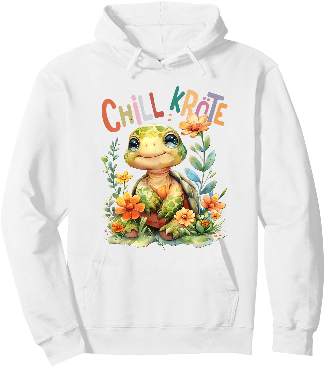 Baby Turtle with Flowers Cute Toad Girl Chill Toad , White Hoodie - Hoodie | White