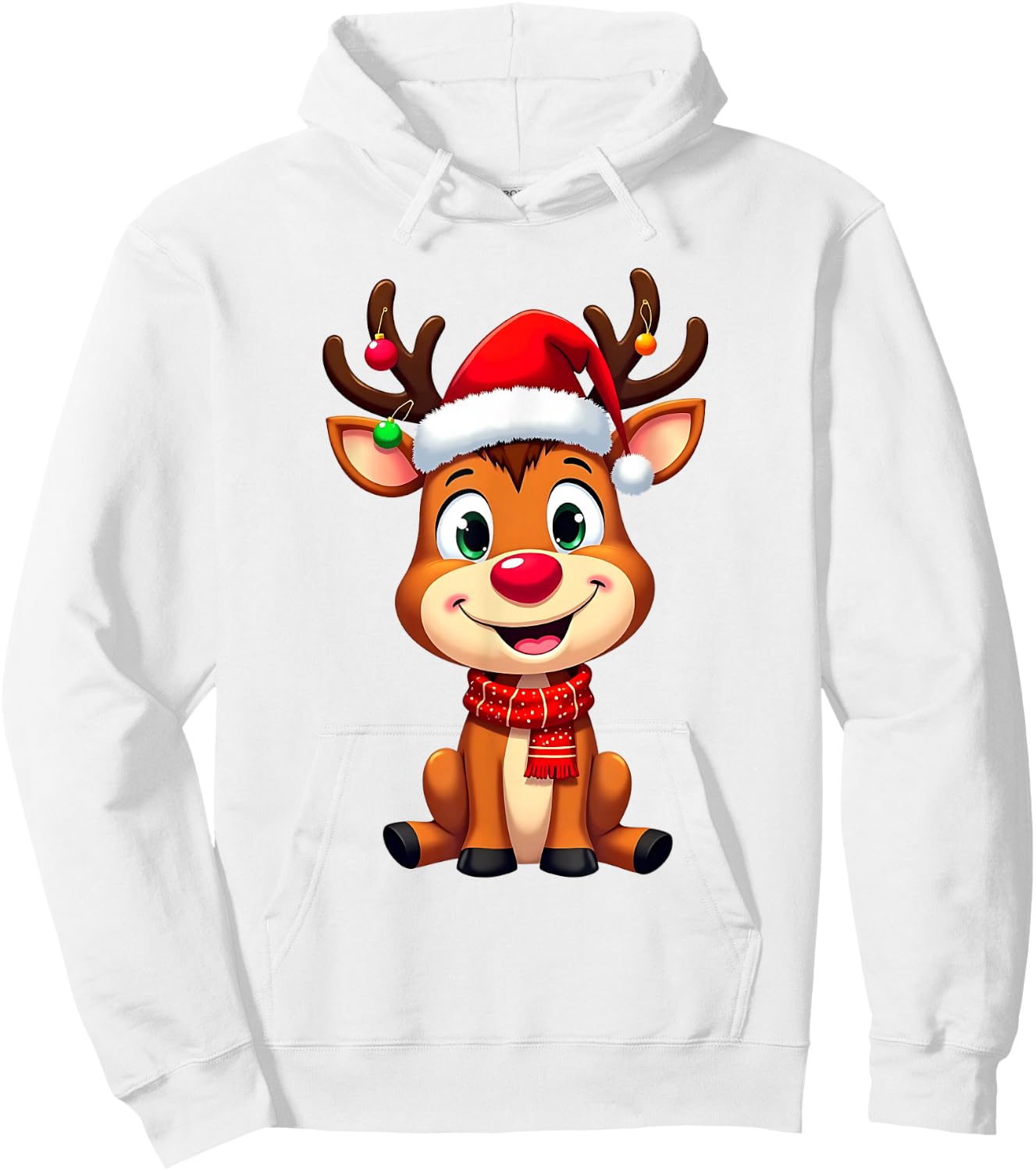 Merry Reindeer Santa Hat and Christmas Lights Boys Clothes , Red, S Hoodie - Hoodie | White