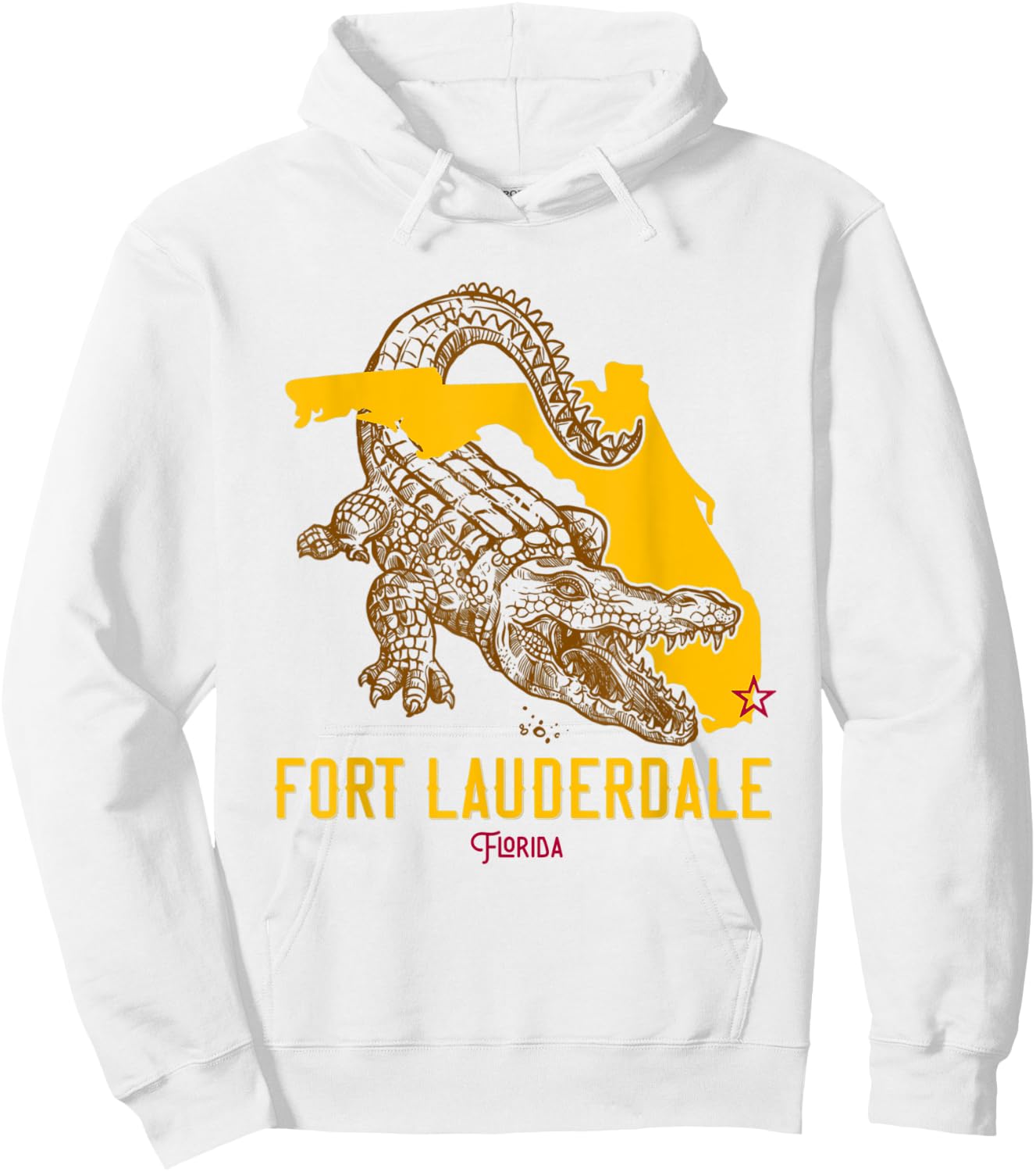 Fort Lauderdale Florida FL Aligator Vacation Surf Sunset Hoodie - Hoodie | White