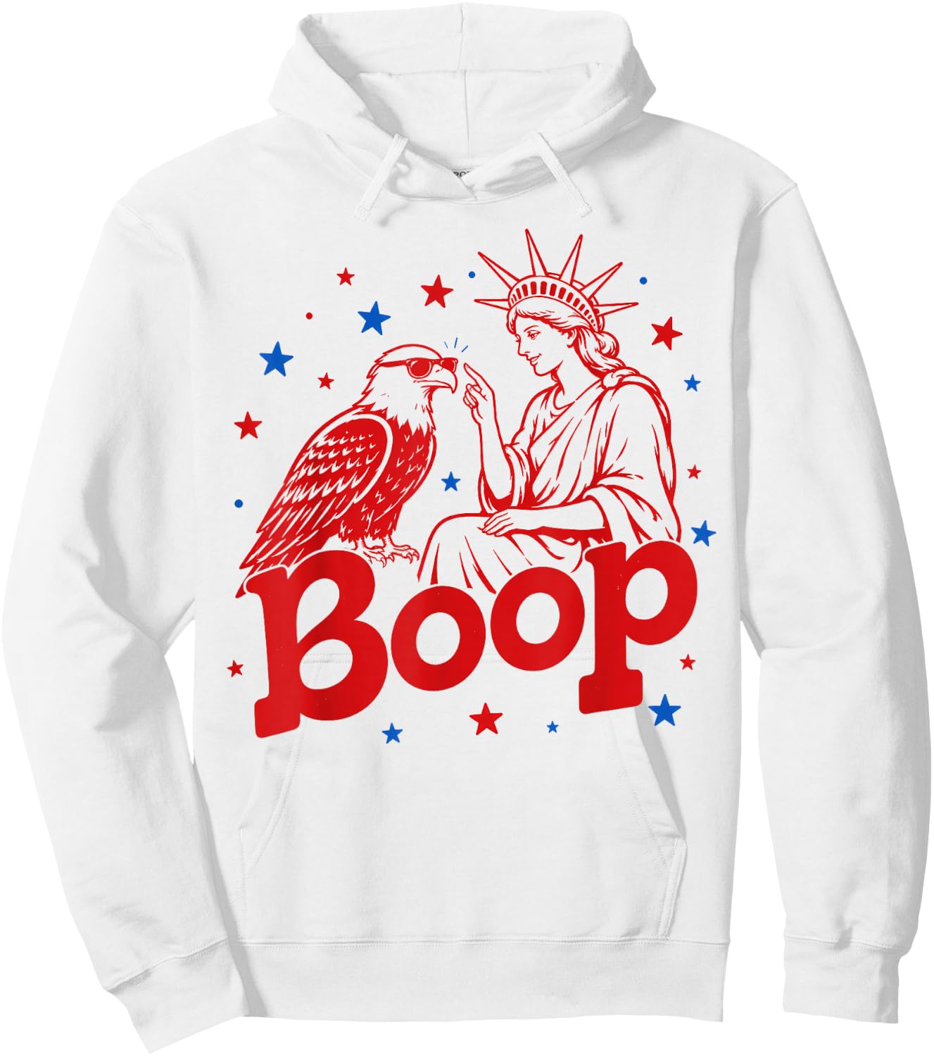 Boop Vintage Girl and Eagle Funny Patriotic Retro Art Hoodie - Hoodie | White