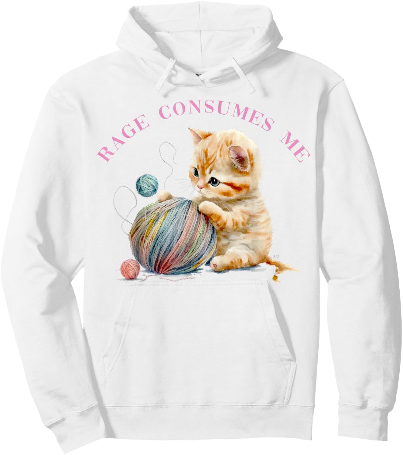 Funny Rage Consumes Me Kitten Cute Cat Meme Mental Health Hoodie - Hoodie | White