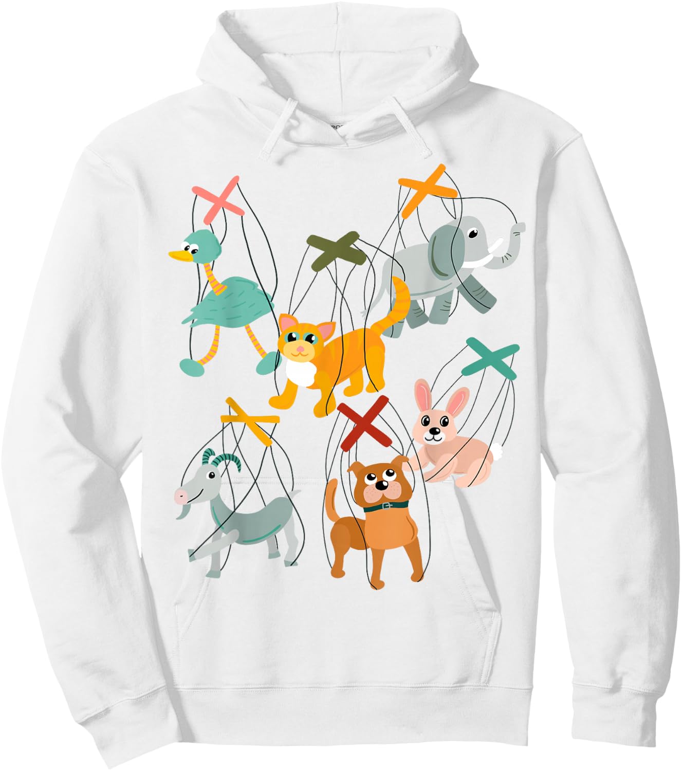 Collage of Marionettes Cute Animals Puppets Hoodie - Hoodie | White