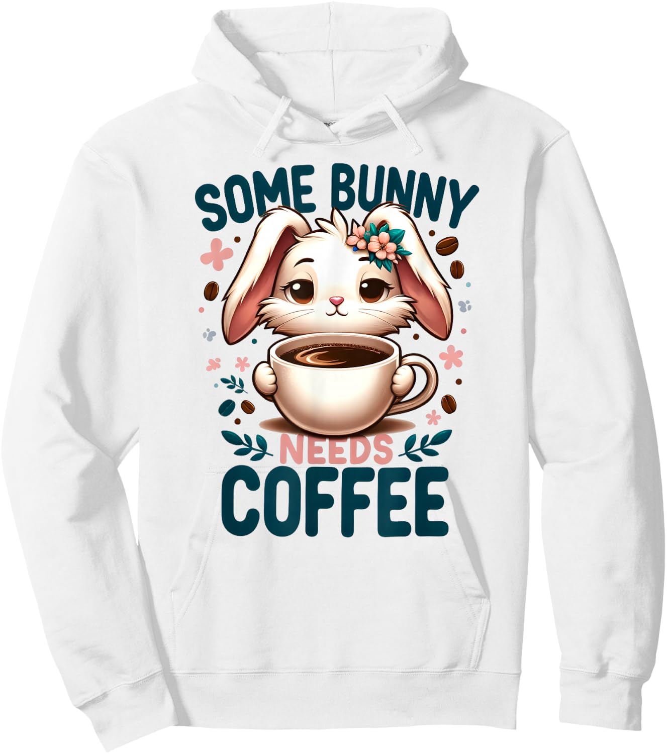 Some Bunny Needs Coffee Lover Cute Rabbit Easter Hoodie - Hoodie | White
