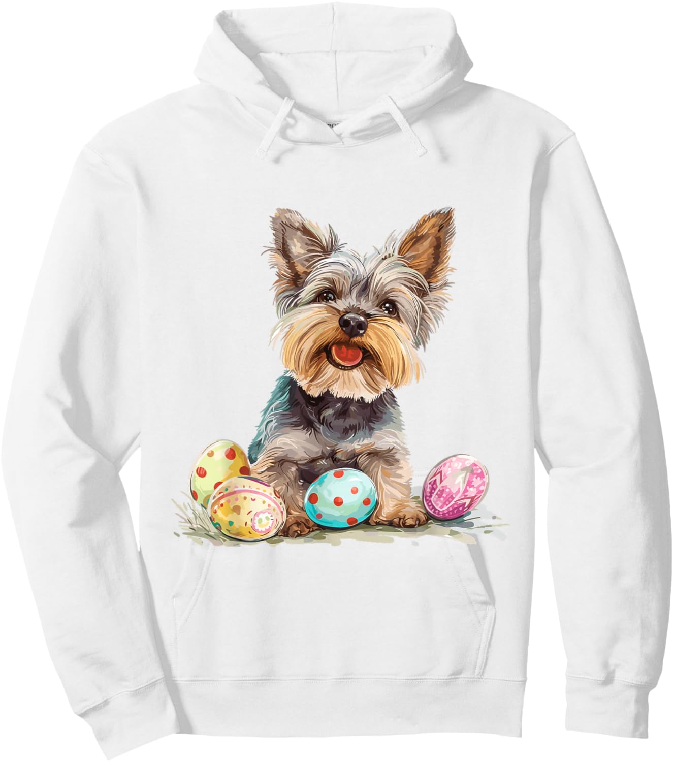 Yorkie Yorkshire Terrier Dog Breed Happy Easter Men Women Hoodie - Hoodie | White
