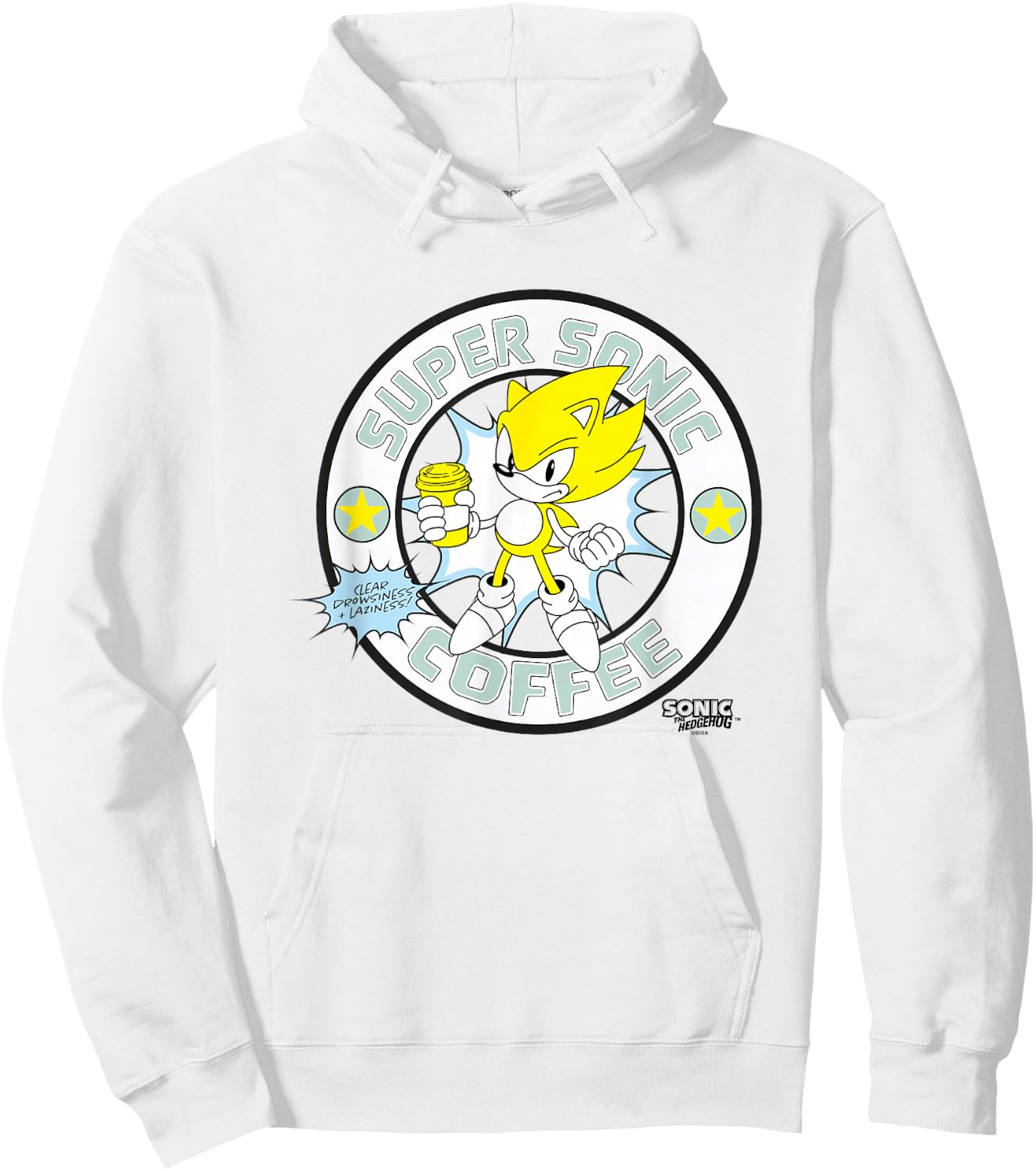 Sonic The Hedgehog Super Sonic Coffee Vintage Logo Hoodie - Hoodie | White